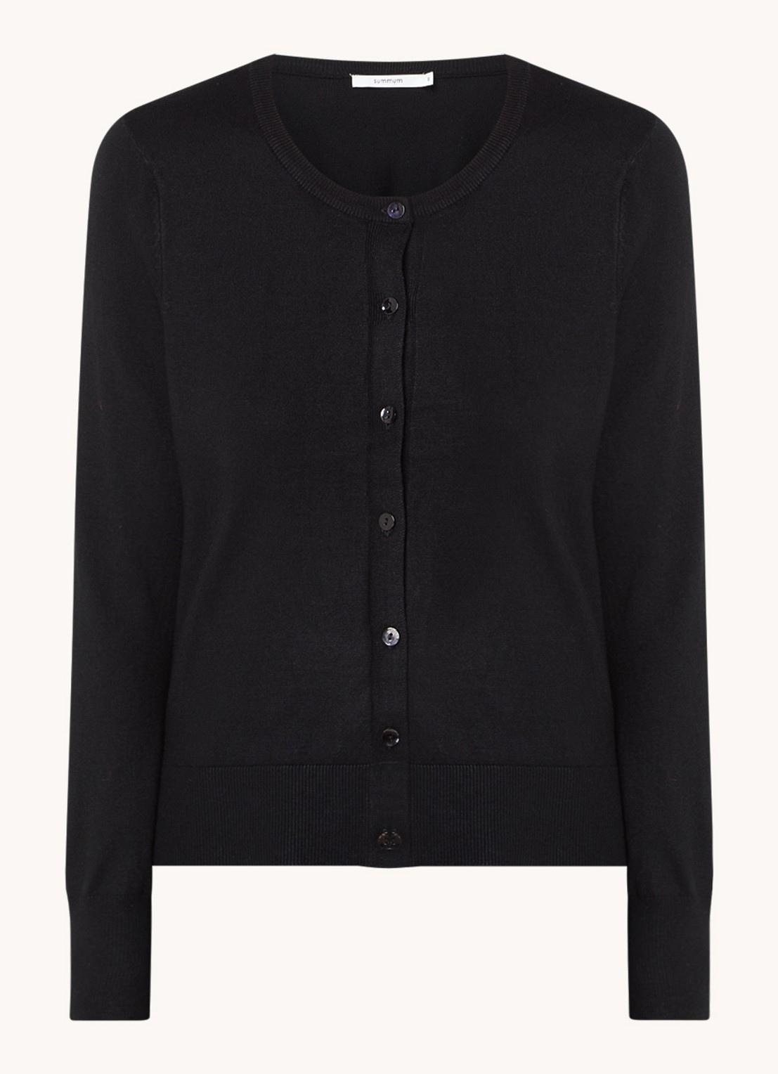 Summum Fijngebreid vest met ronde hals - voorkant zwart
