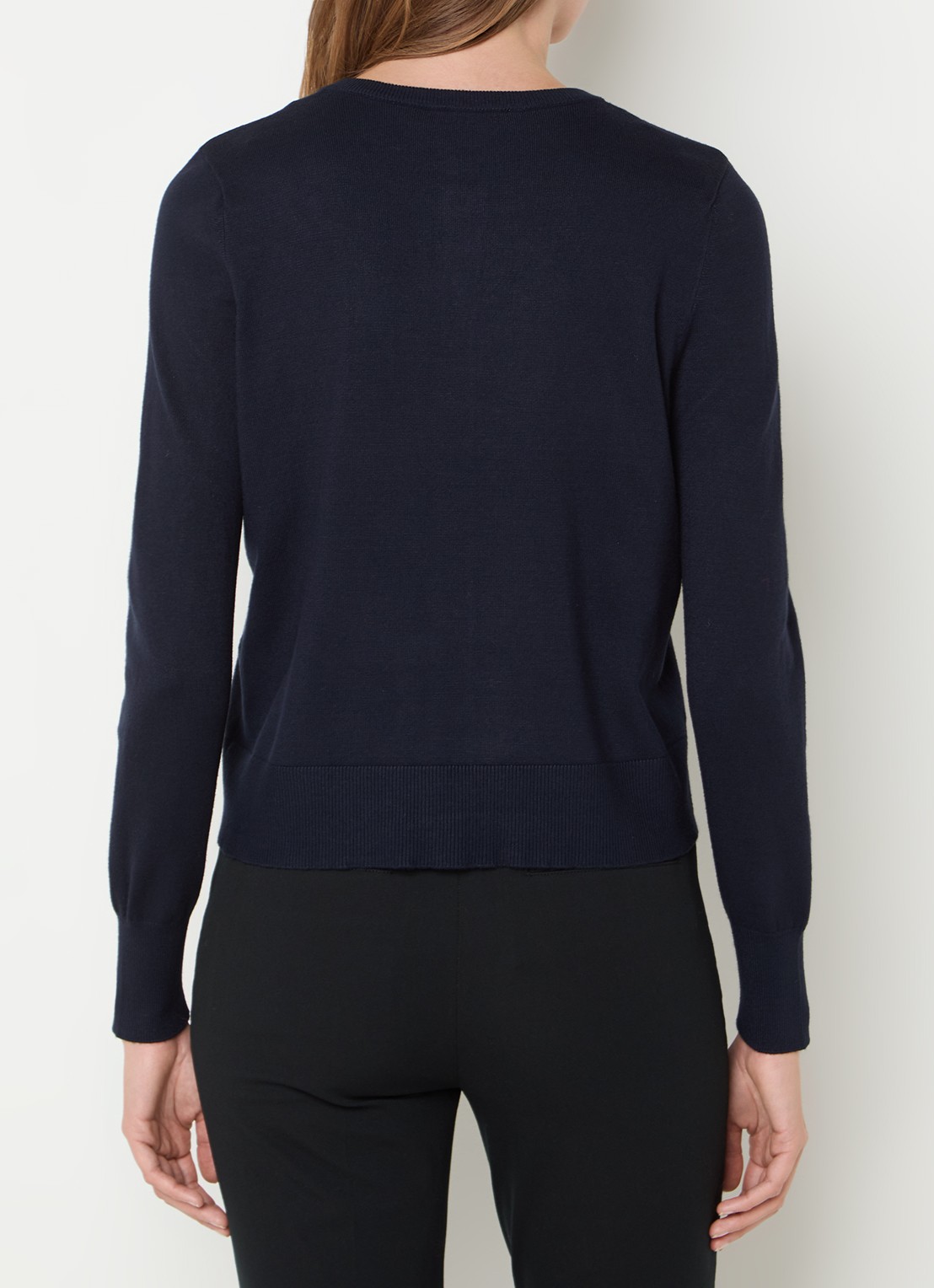 Summum Fijngebreid vest met ronde hals - achterkant 3 donkerblauw
