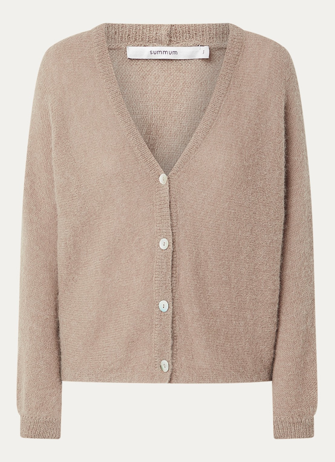 Summum Fijngebreid vest met V-hals - voorkant 2 khaki