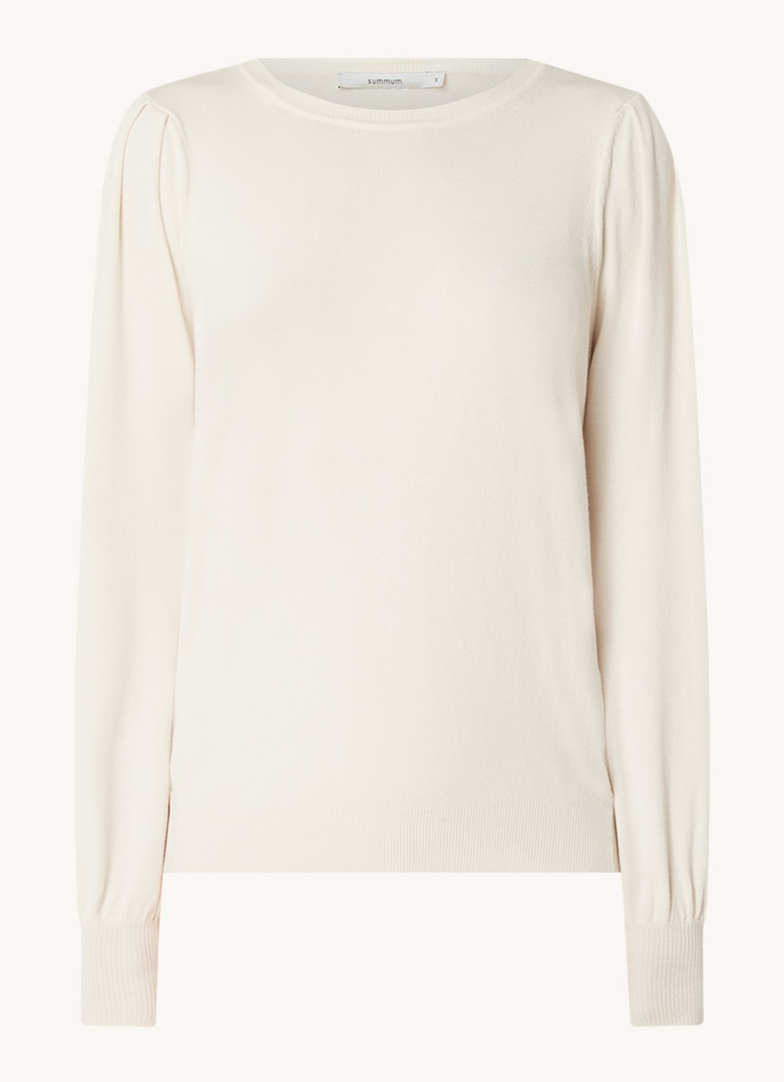 Summum Fijngebreide pullover met ballonmouw - voorkant 3 creme