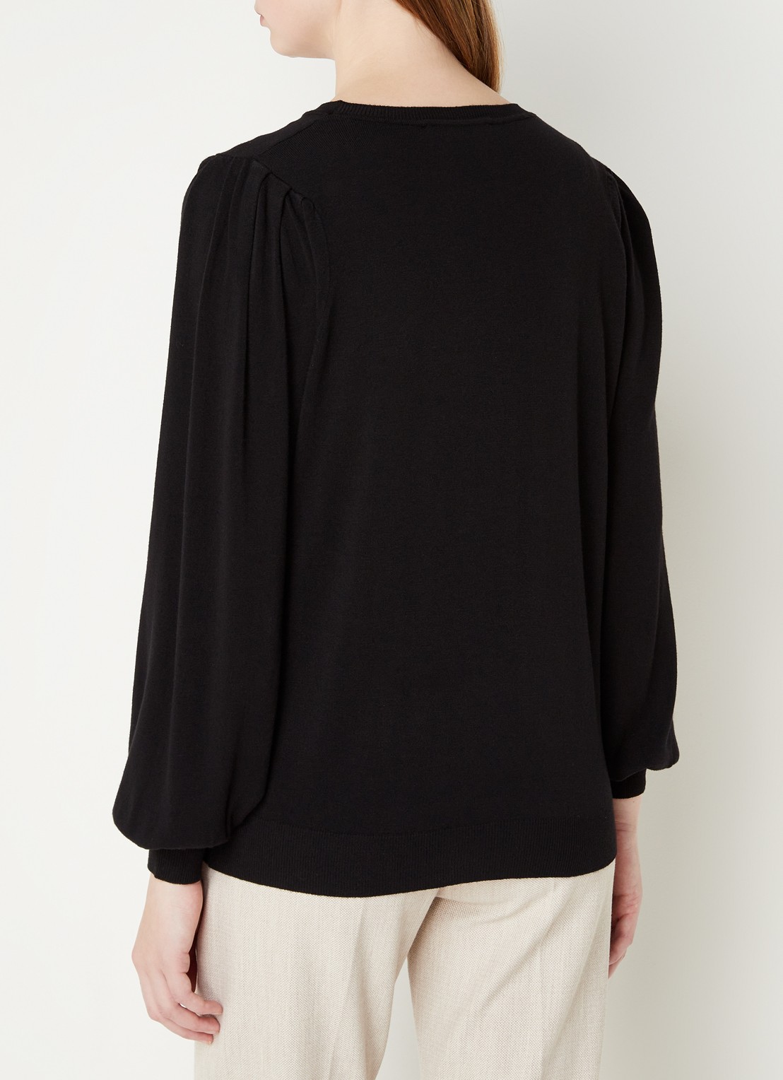 Summum Fijngebreide pullover met ballonmouw - achterkant 3 zwart