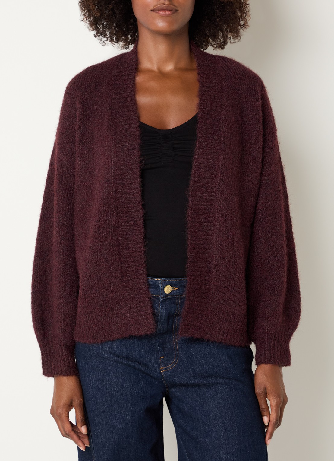 Summum Grofgebreid vest in wolblend - detail 4 paars