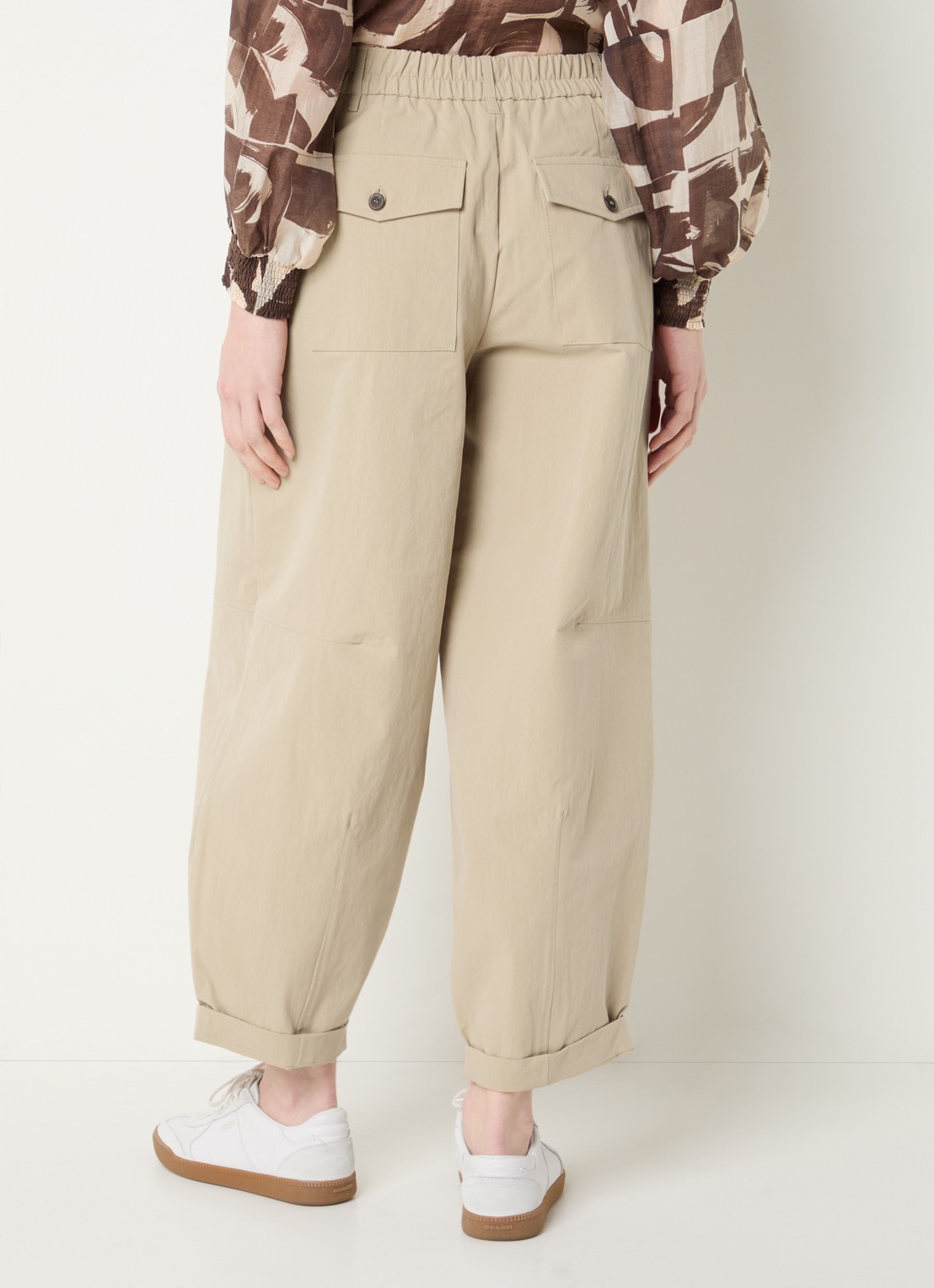 Summum High waist balloon fit broek met steekzakken - achterkant 4 beige