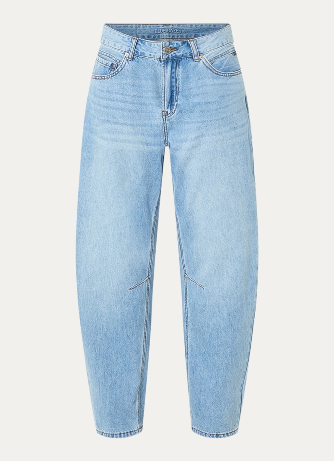 Summum High waist balloon fit jeans met lichte wassing - voorkant 2 indigo