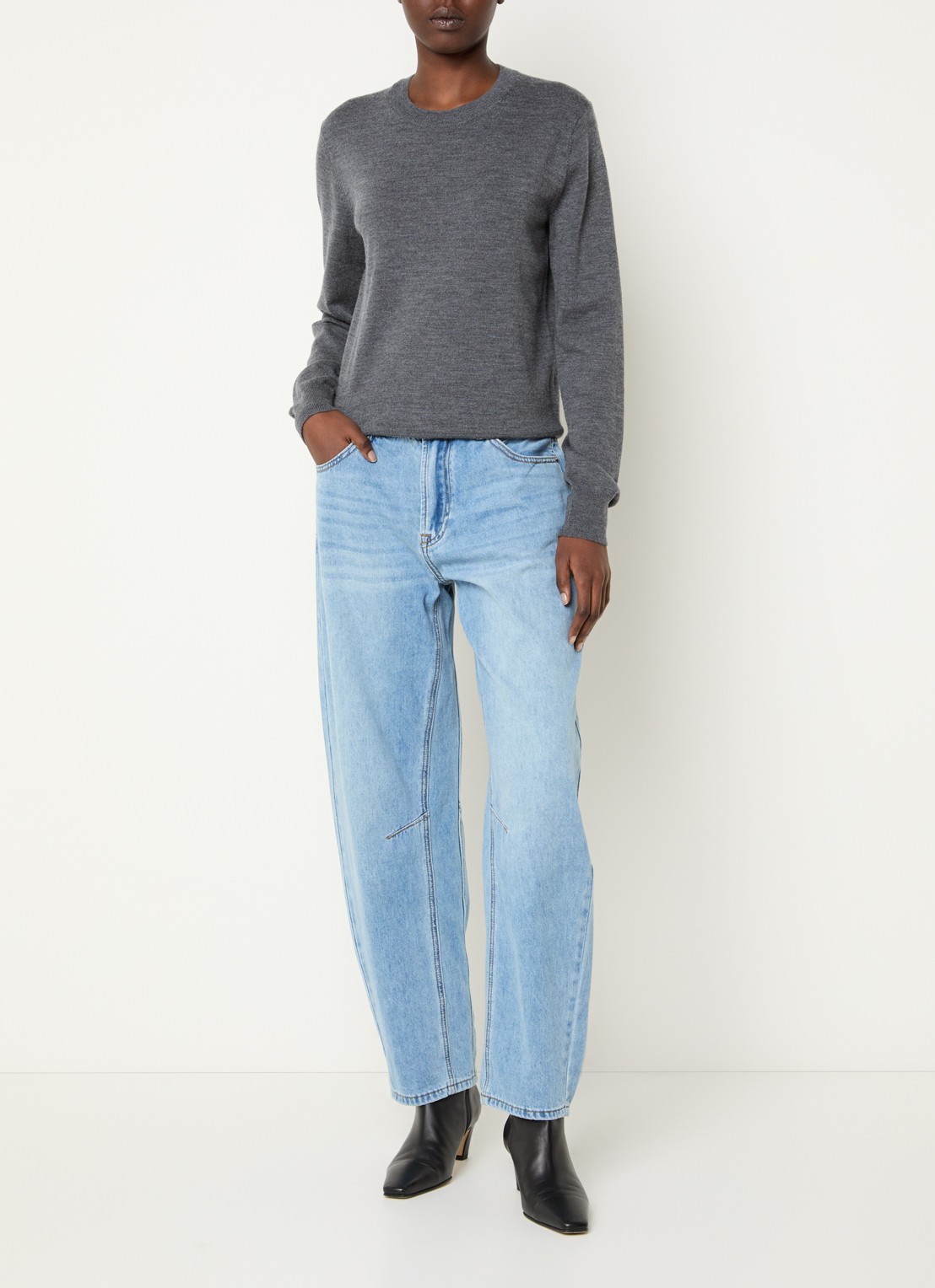 Summum High waist balloon fit jeans met lichte wassing - voorkant 3 indigo