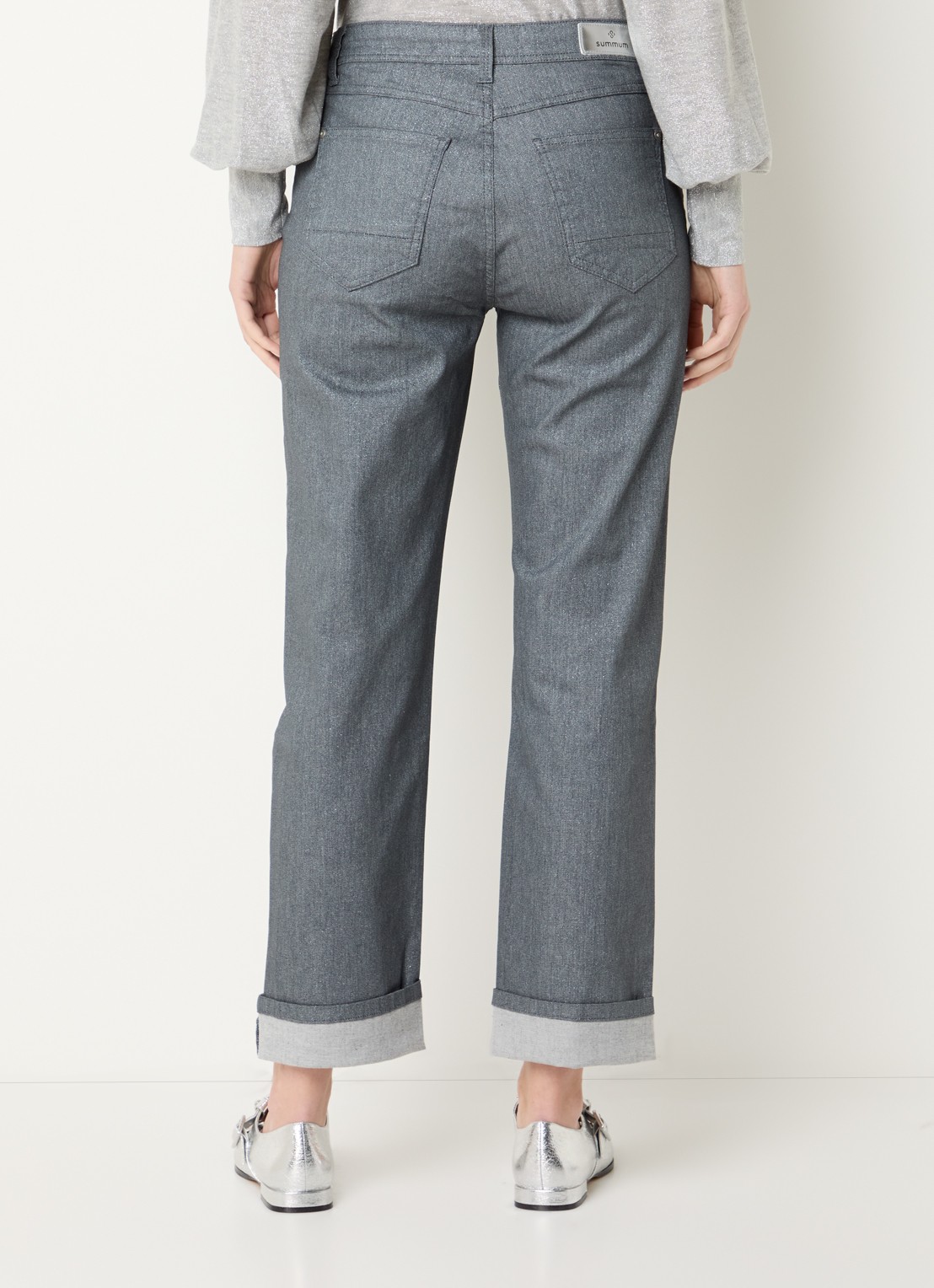 Summum High waist cropped chino met lurex - achterkant 5 grijs