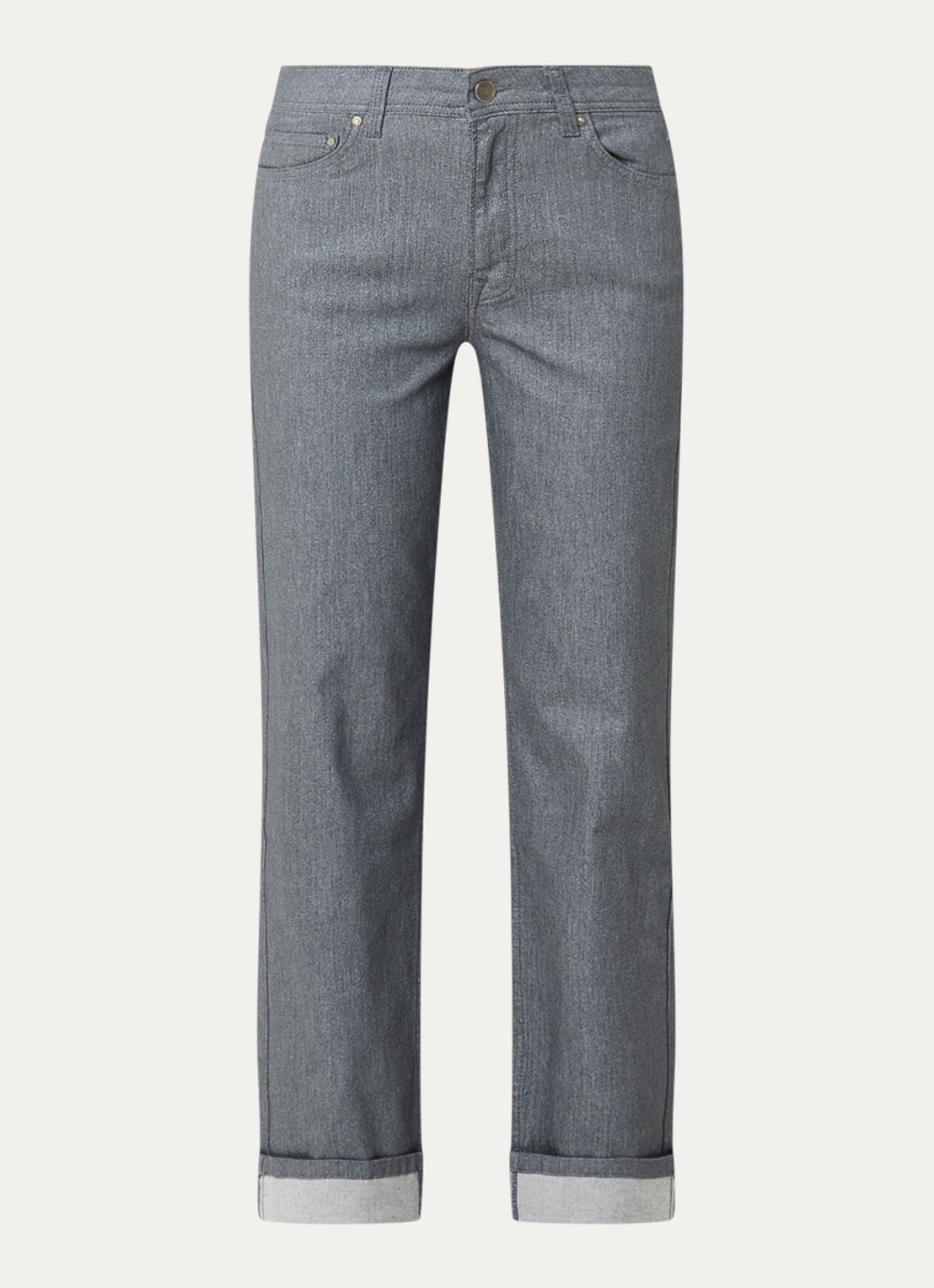 Summum High waist cropped chino met lurex - voorkant grijs