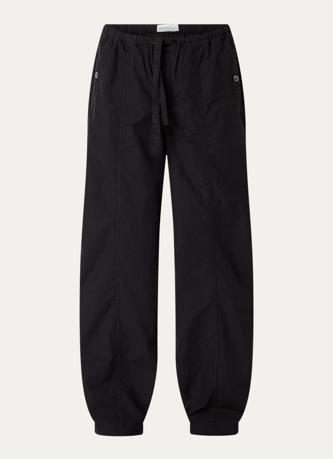 Summum High waist loose fit broek met steekzakken - voorkant zwart