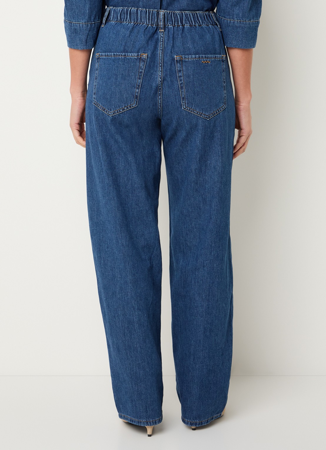 Summum High waist loose fit jeans met donkere wassing - achterkant 4 indigo
