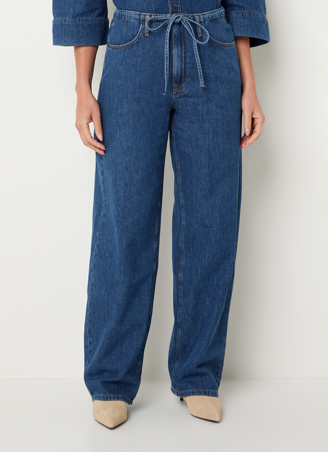 Summum High waist loose fit jeans met donkere wassing - detail 3 indigo
