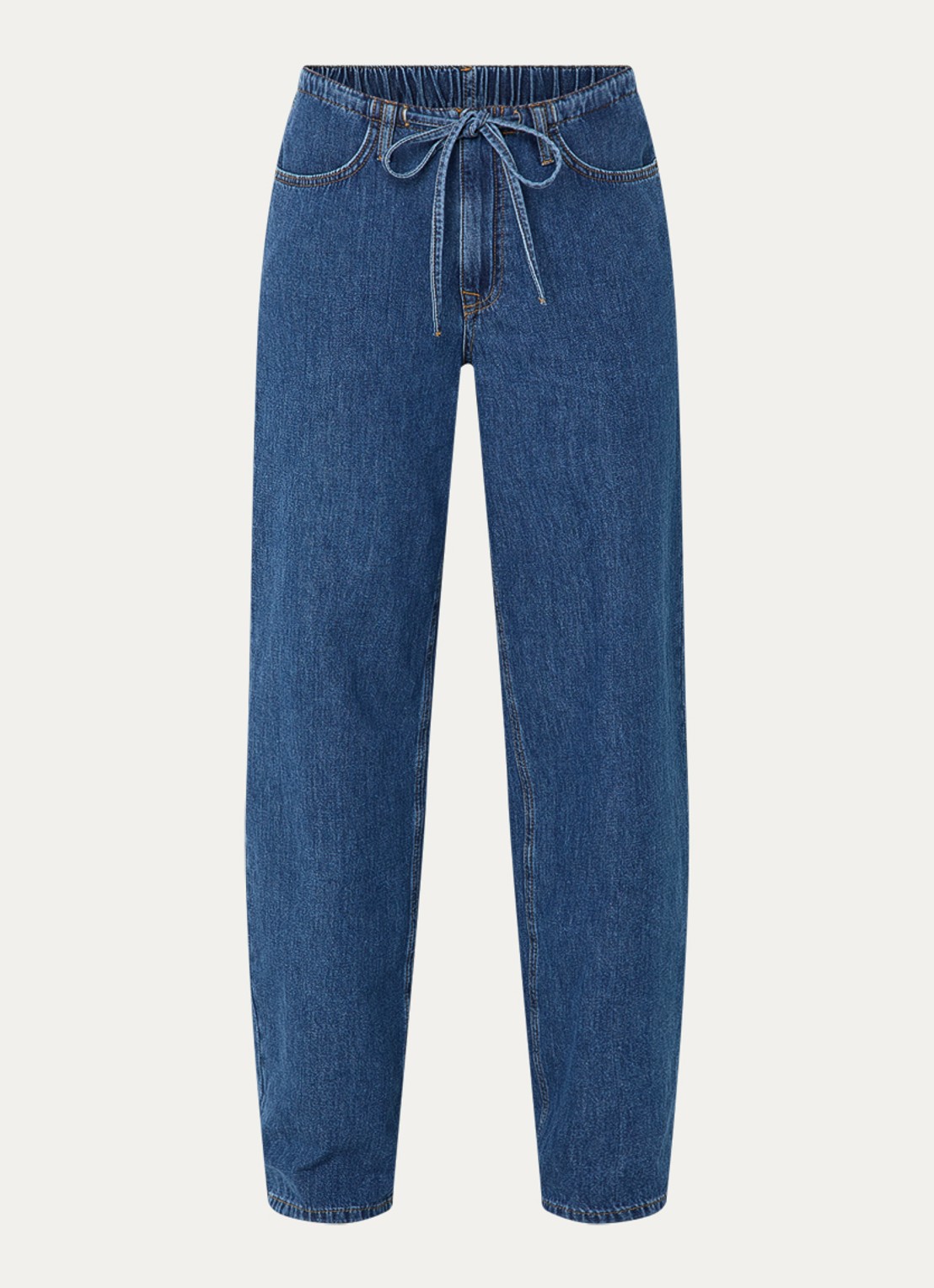 Summum High waist loose fit jeans met donkere wassing - voorkant indigo