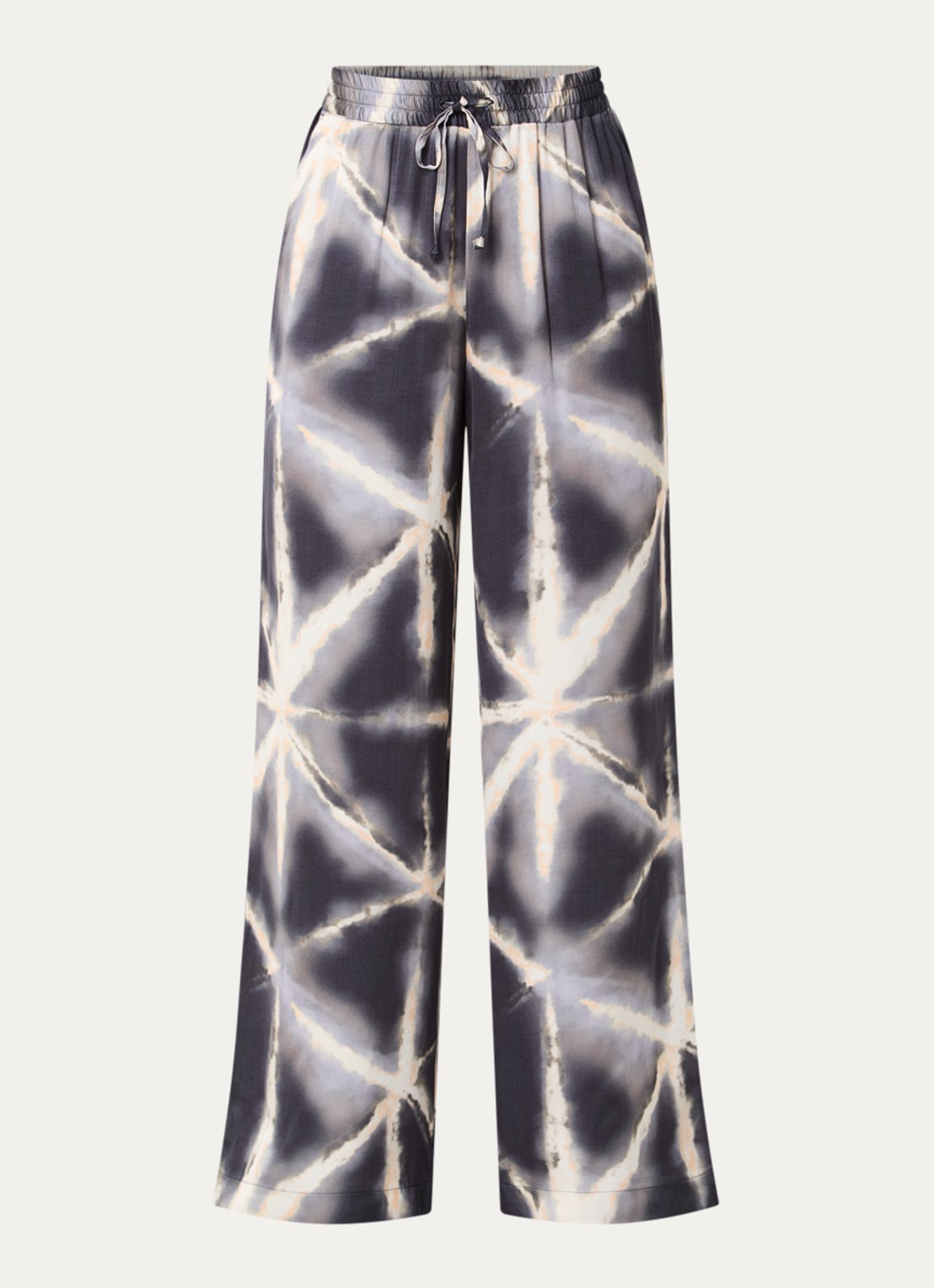 Summum High waist straight fit broek met tie-dye dessin en glanzende finish - voorkant 2 blauw