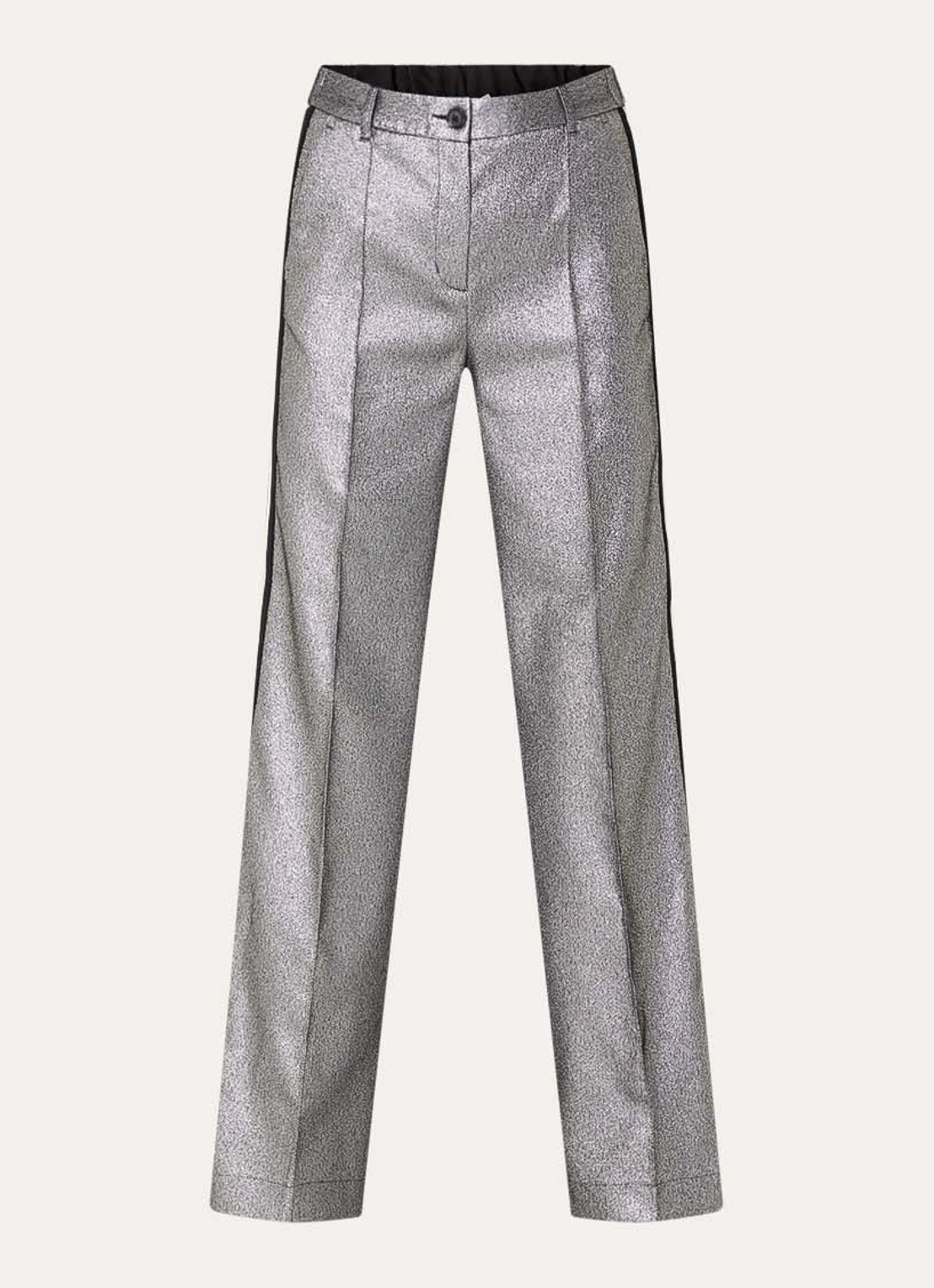 Summum High waist straight fit pantalon met metallic finish - voorkant 3 zilver
