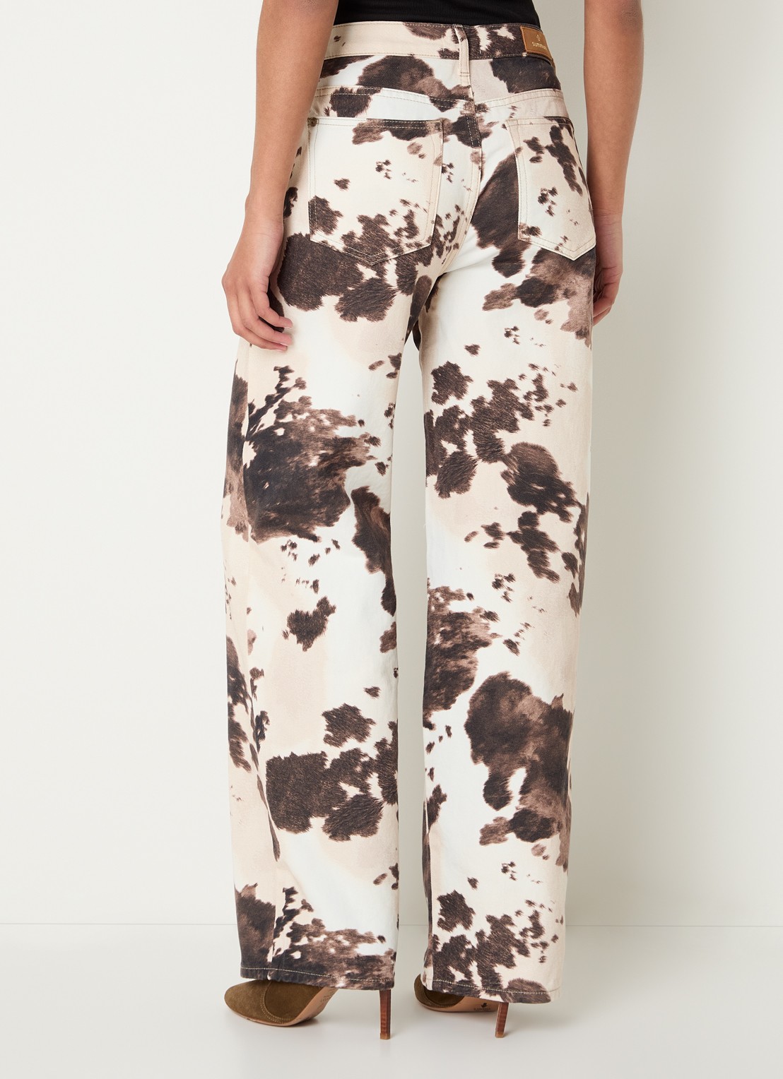 Summum High waist straight leg jeans met dierenprint - achterkant 3 bruin