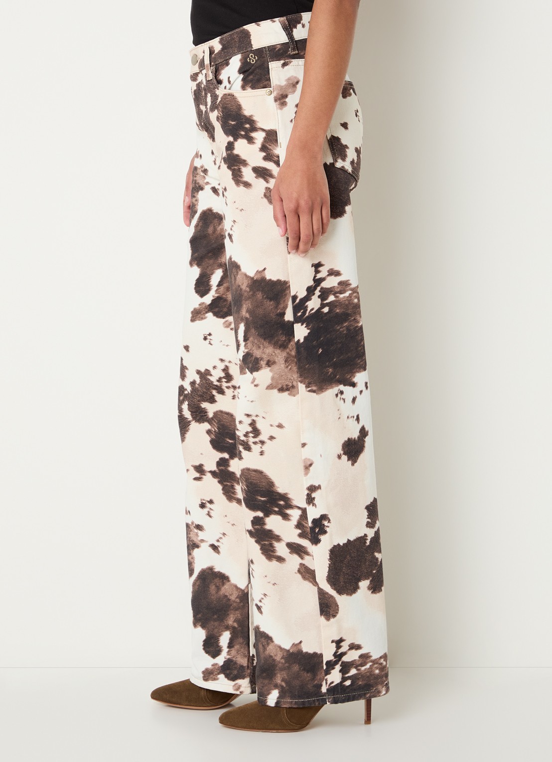 Summum High waist straight leg jeans met dierenprint - detail 5 bruin