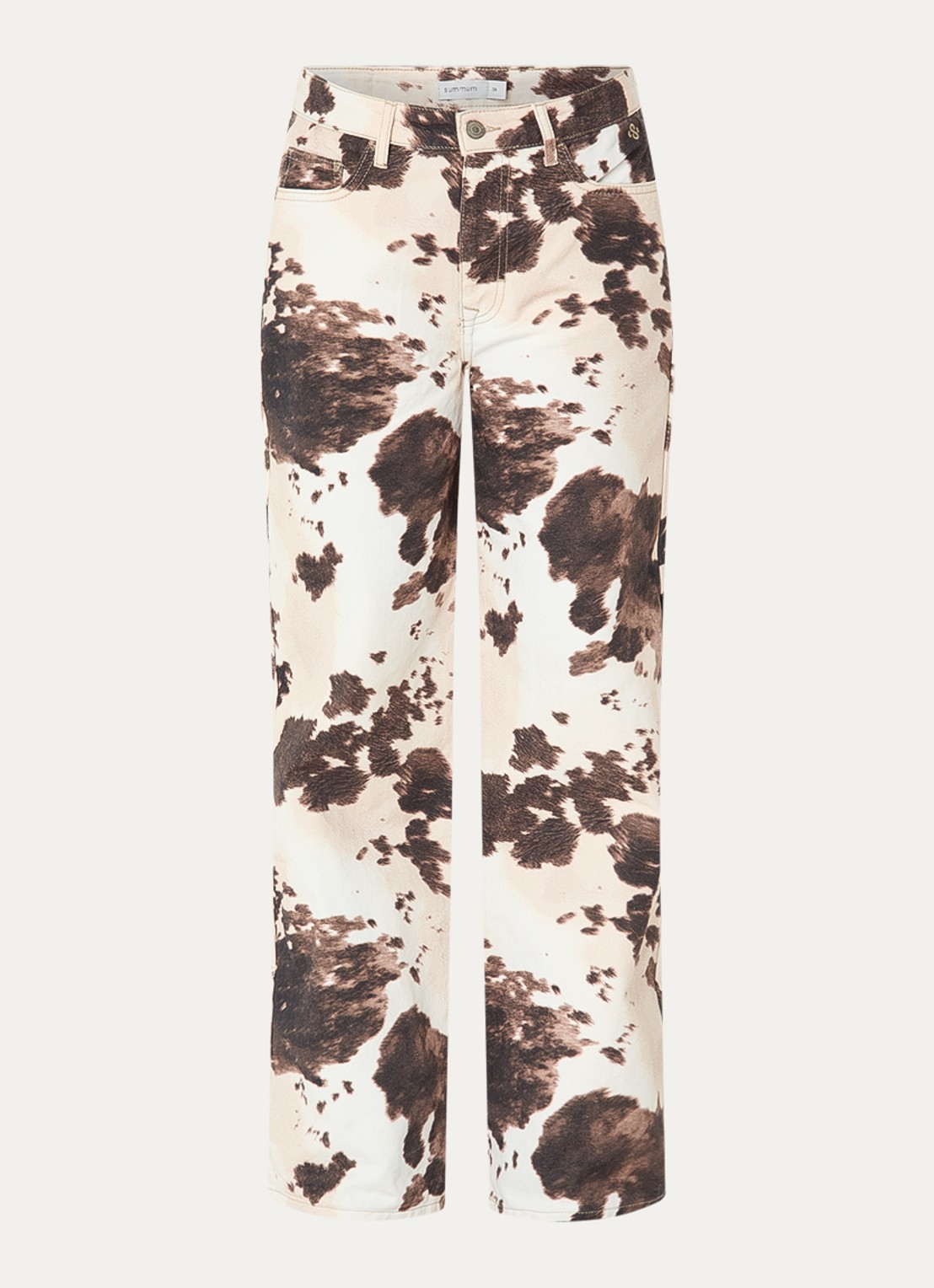 Summum High waist straight leg jeans met dierenprint - voorkant bruin