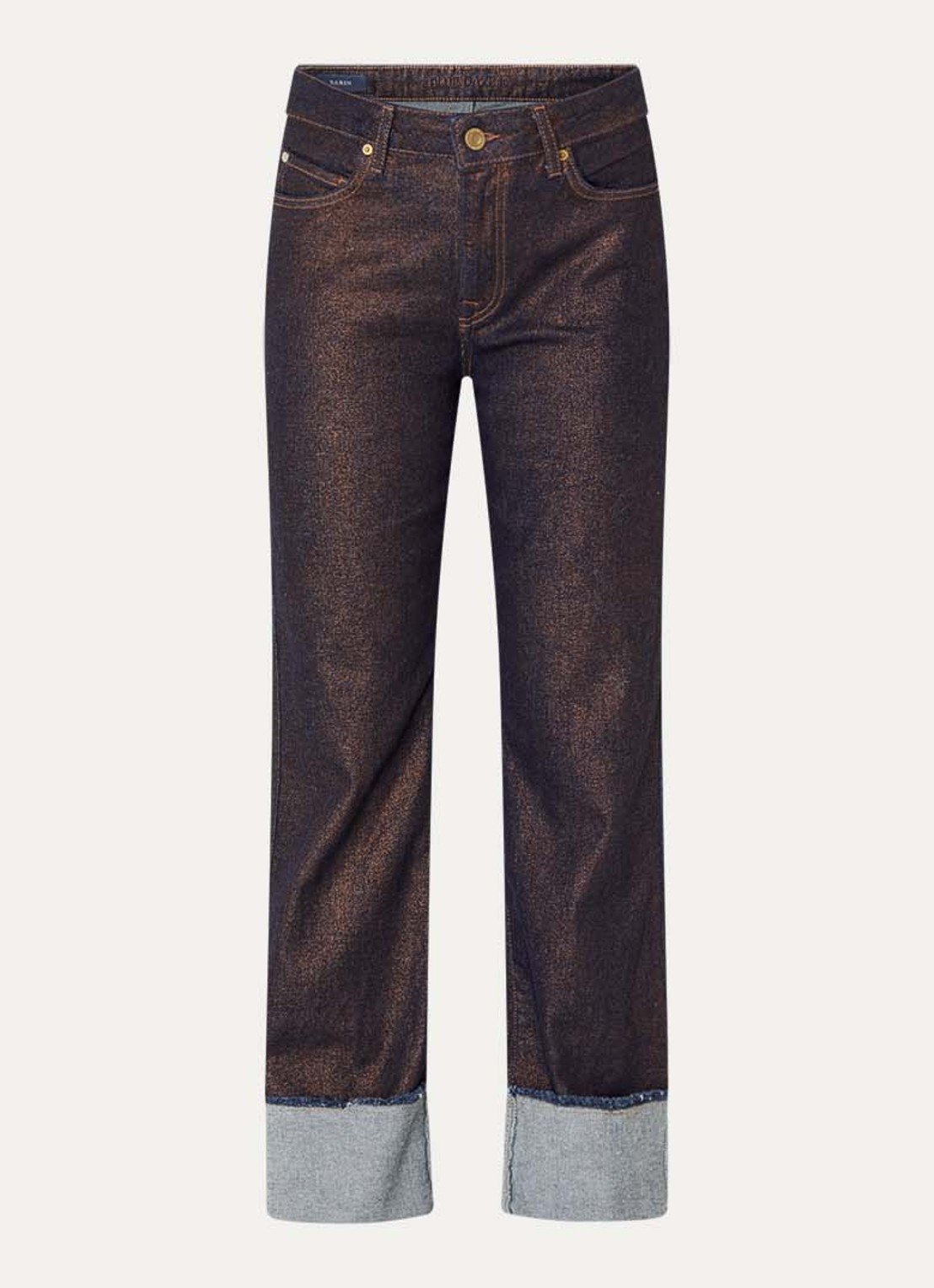 Summum High waist straight leg jeans met lurex - voorkant 3 roodbruin