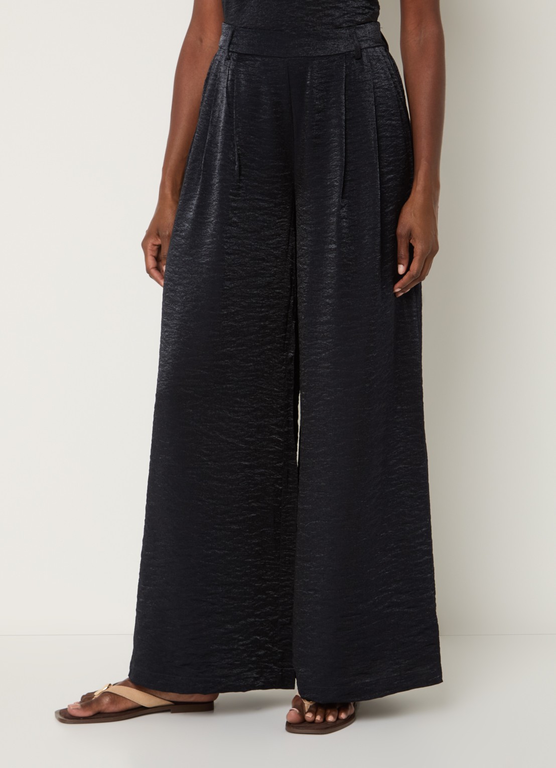 Summum High waist wide fit broek met lurex en structuur - detail 2 donkerblauw