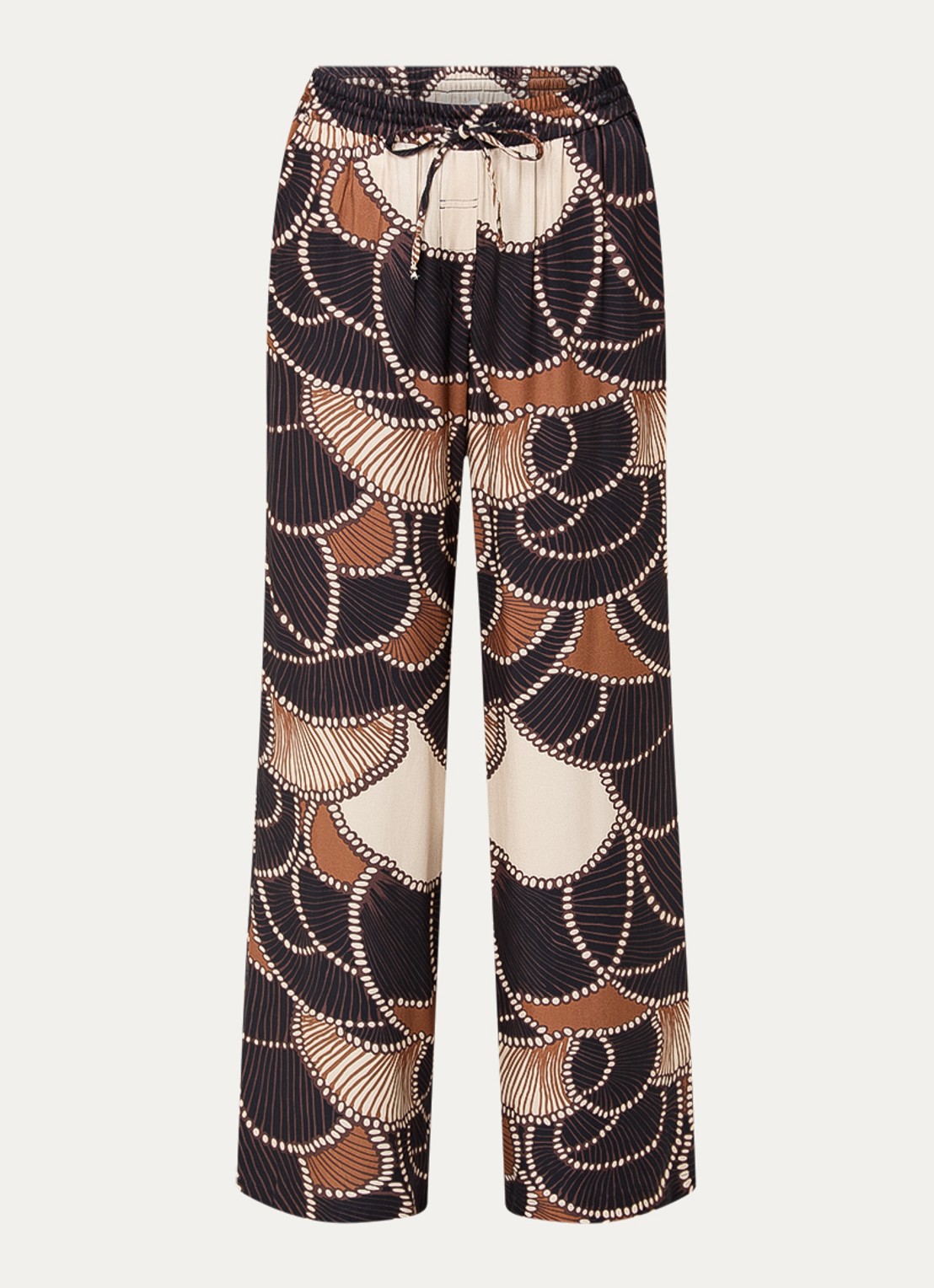 Summum High waist wide fit broek van satijn met steekzakken - voorkant 3 zwart