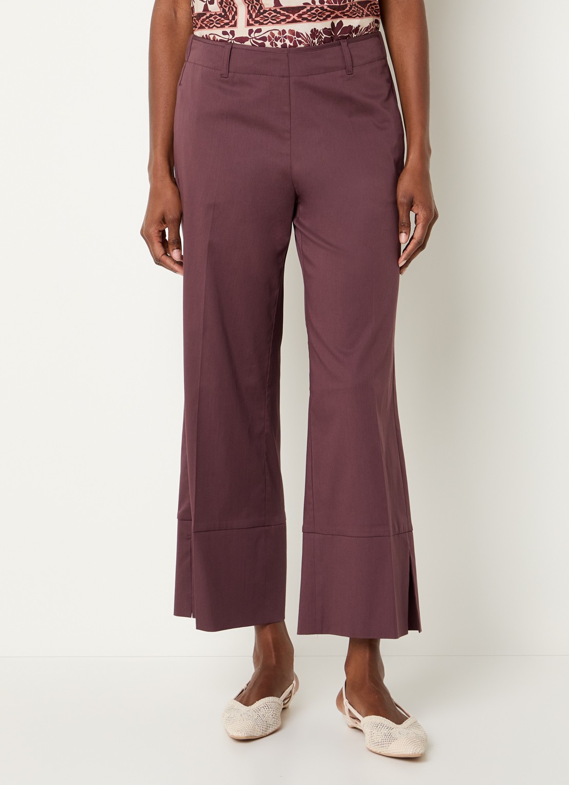 Summum High waist wide fit cropped pantalon met split - detail 3 aubergine
