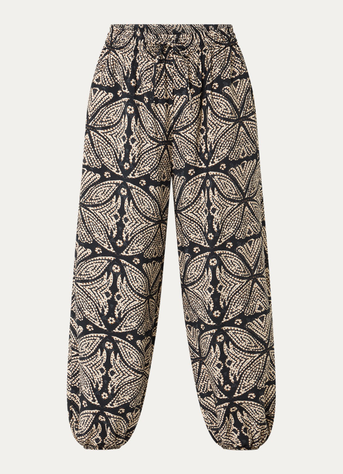 Summum High waist wide fit palazzo broek met print - voorkant 3 zwart