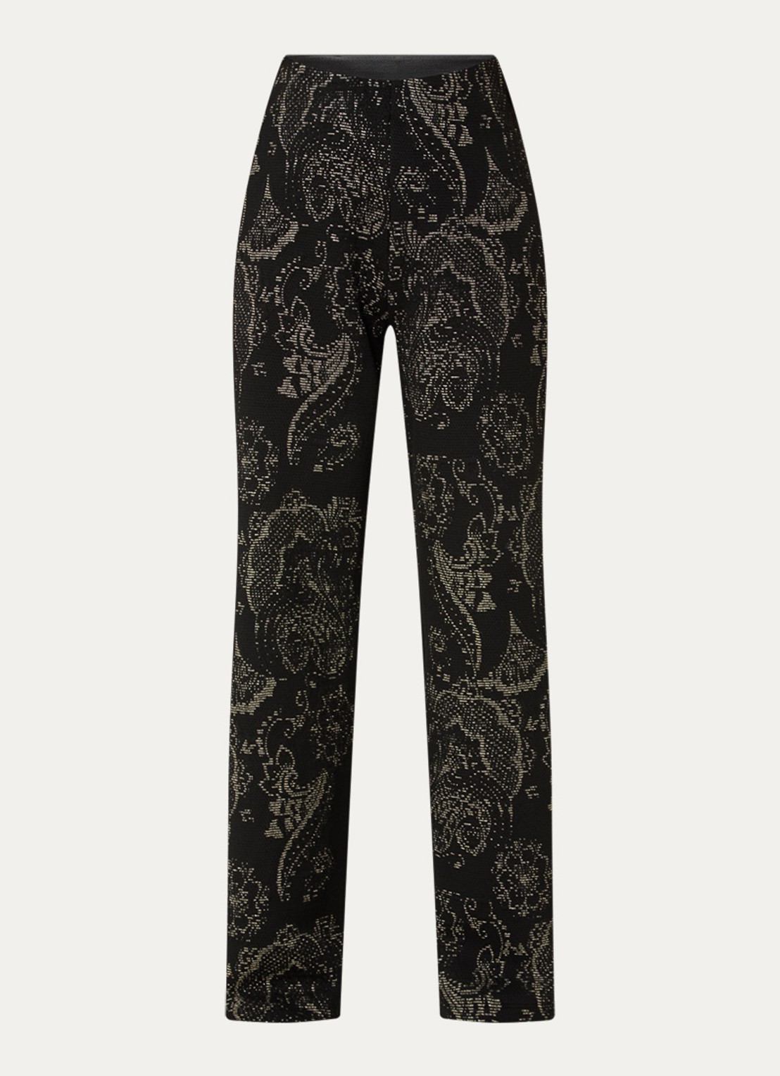 Summum High waist wide fit pantalon met jacquard dessin en lurex - voorkant 3 zwart