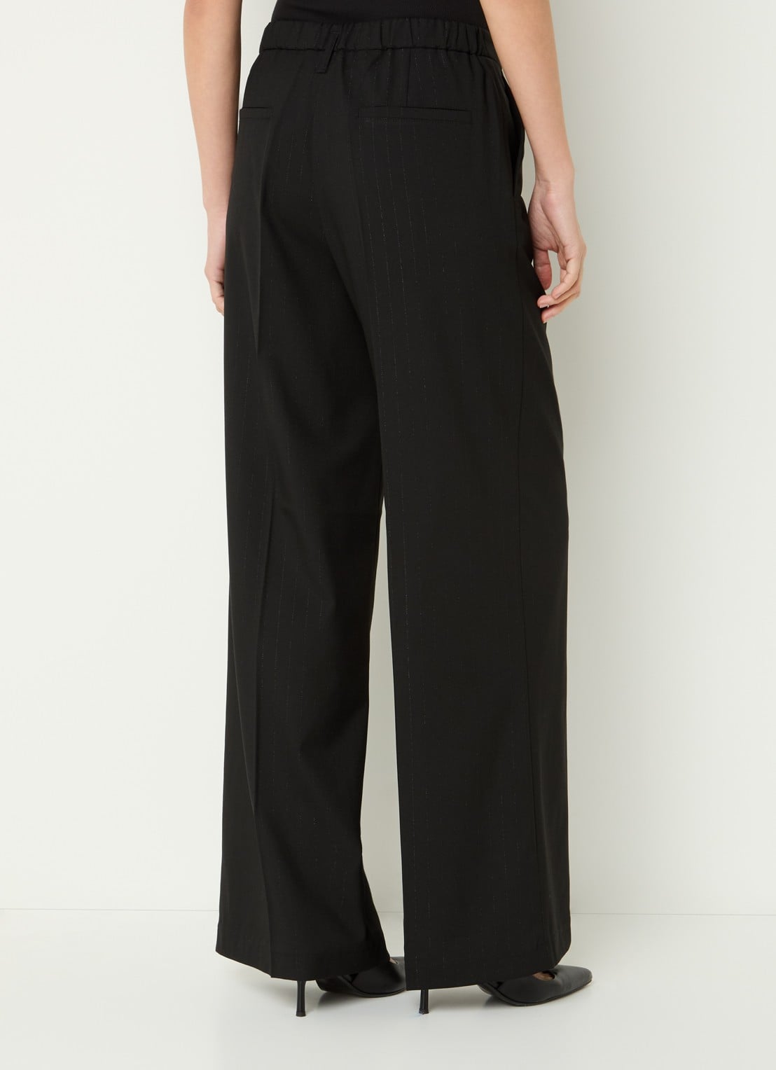 Summum High waist wide fit pantalon met lurex - achterkant 4 zwart