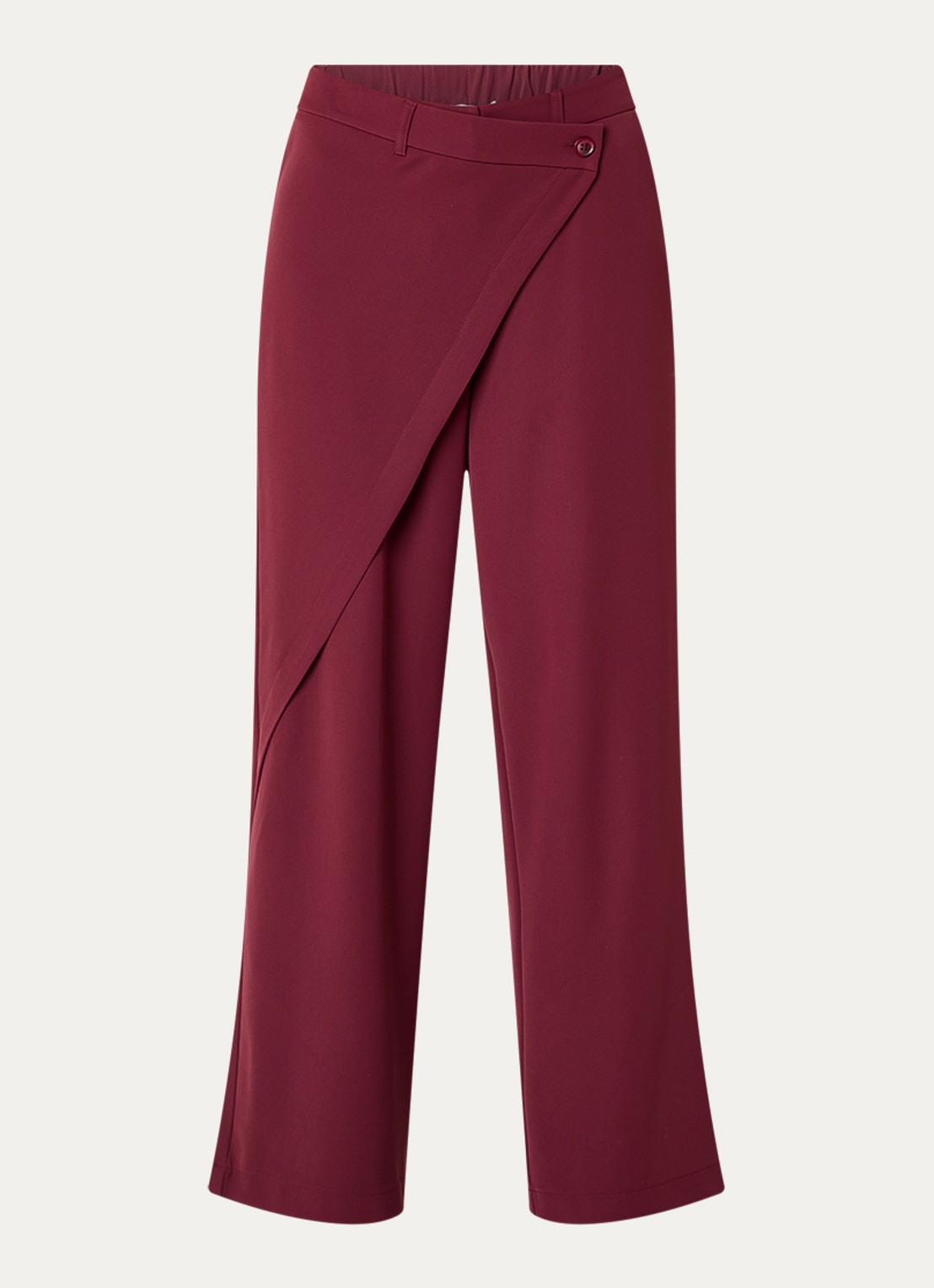 Summum High waist wide fit pantalon met overslag  - voorkant bordeauxrood