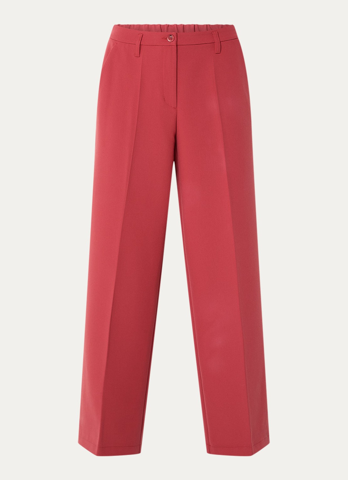 Summum High waist wide fit pantalon met steekzakken - voorkant steenrood