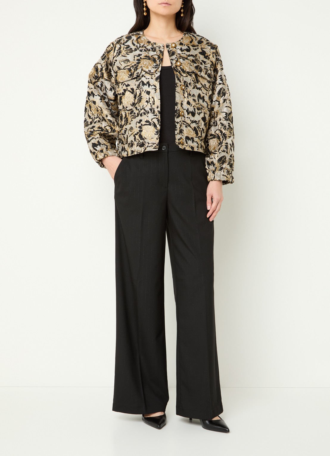 Summum Jack met jacquard dessin en klepzakken - voorkant 2 goud