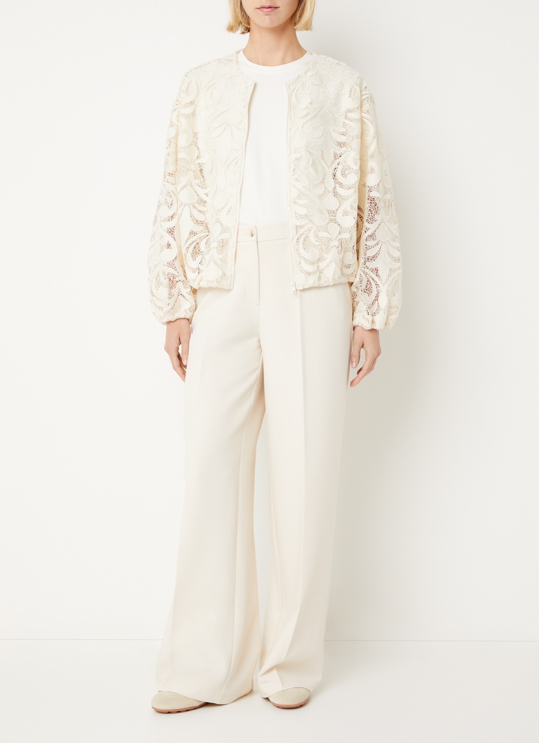 Summum Lace bomberjack van kant - voorkant 2 wit