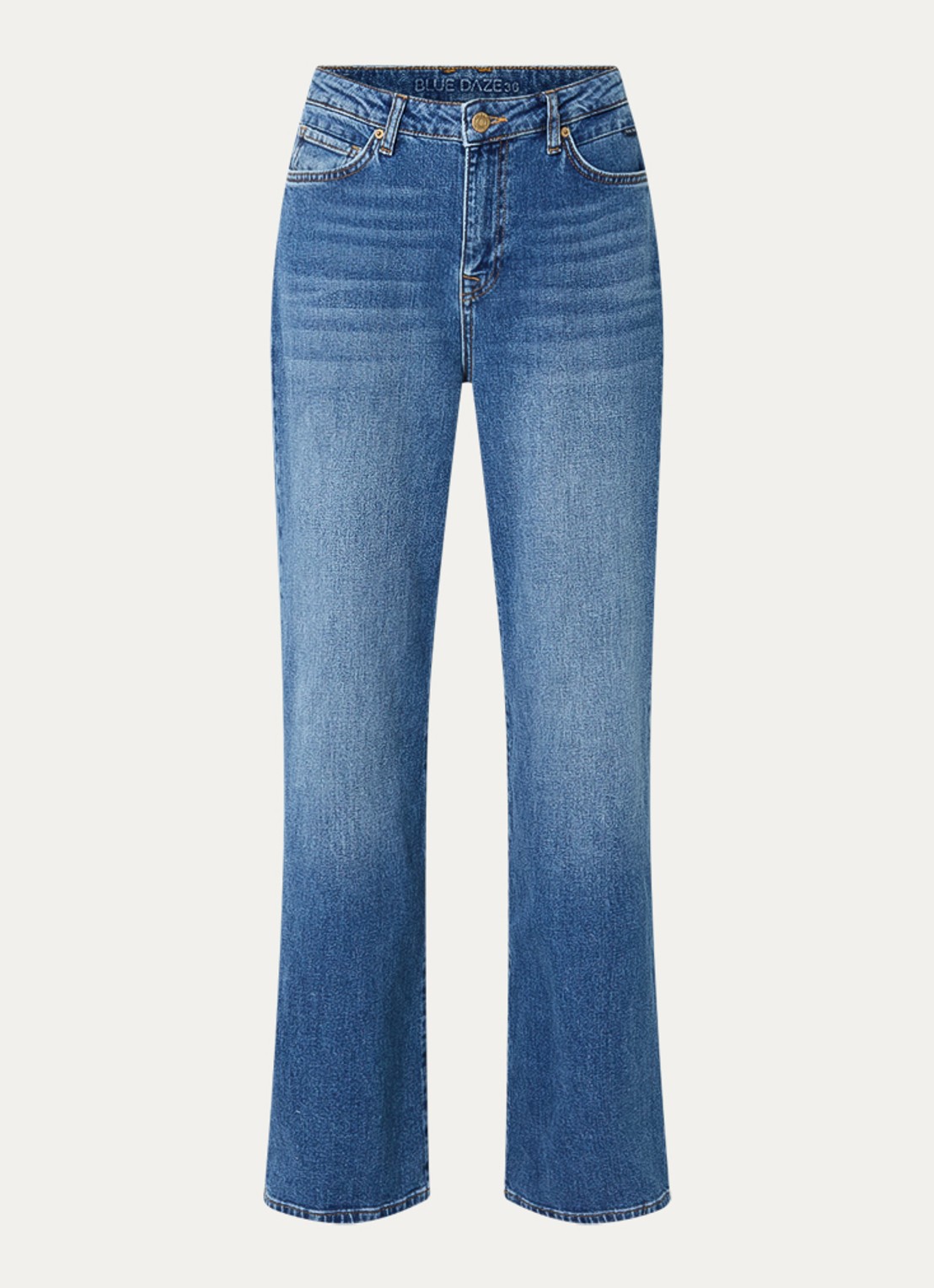 Summum Low waist straight fit jeans met medium wassing - voorkant indigo