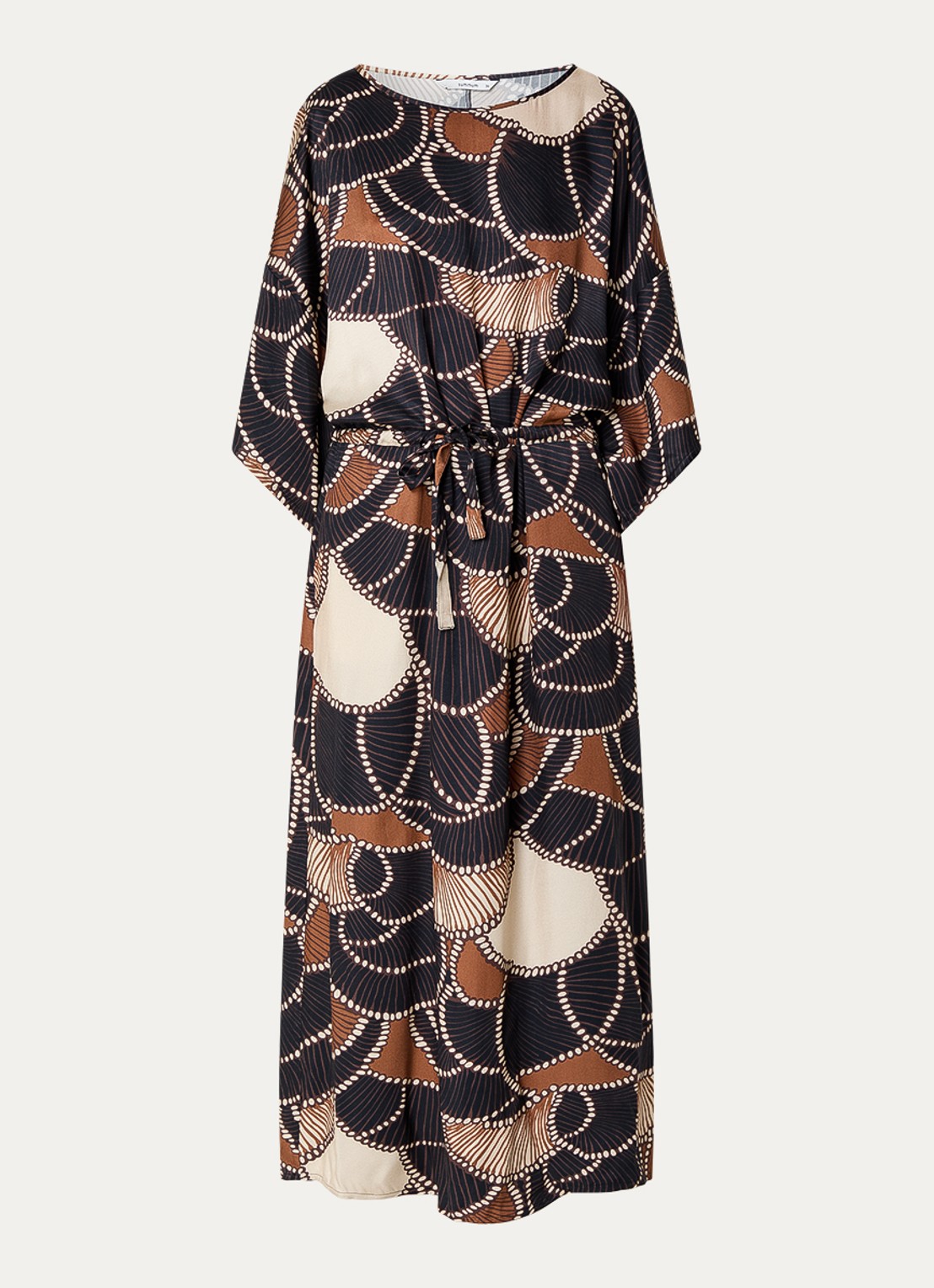 Summum Maxi jurk met print en ceintuur - voorkant 3 bruin