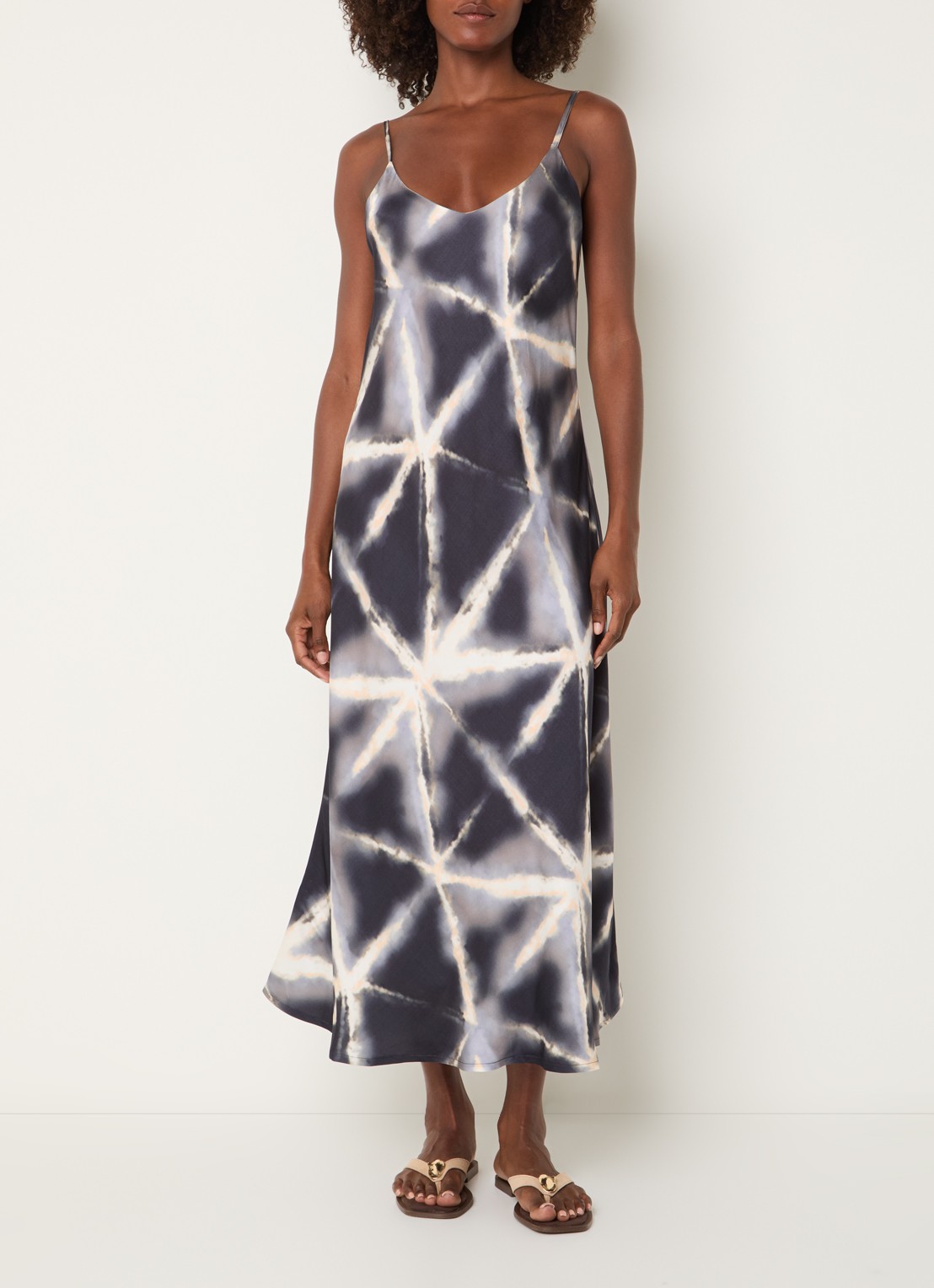 Summum Maxi jurk met tie-dye dessin en glanzende finish - detail 4 blauw