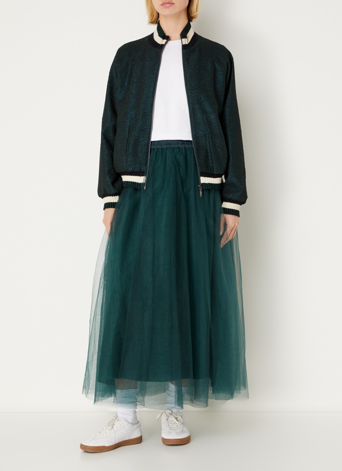 Summum Maxi rok van mesh - voorkant 4 groen