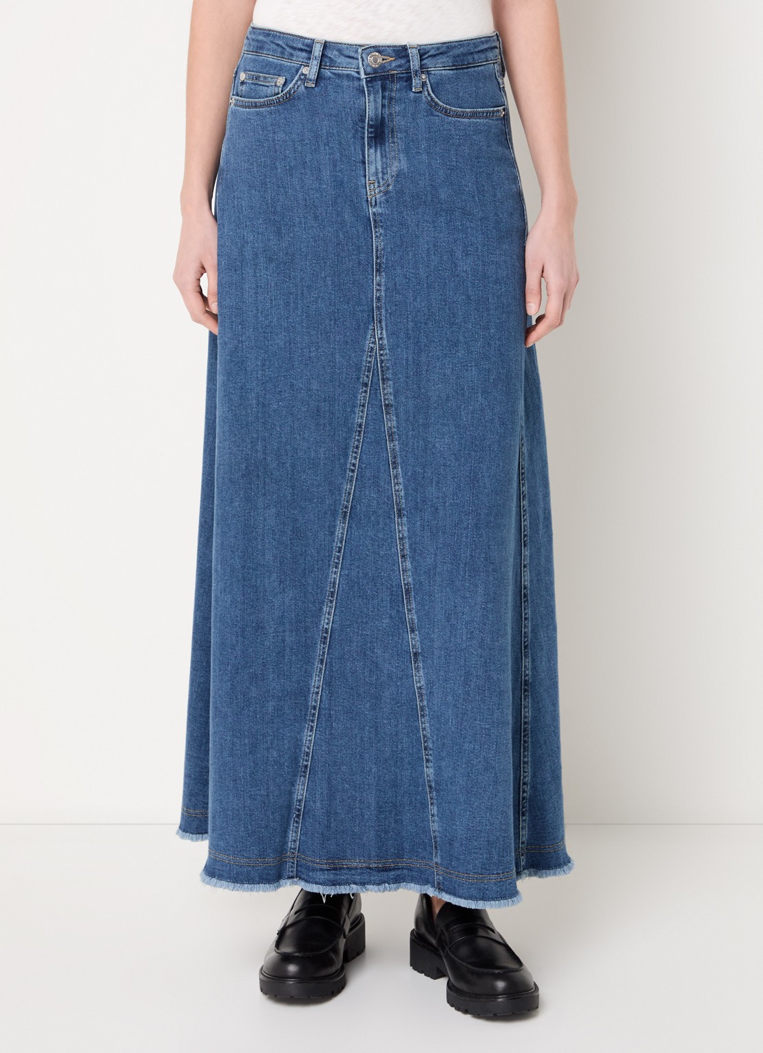 Summum Maxi spijkerrok met steekzakken  - detail indigo