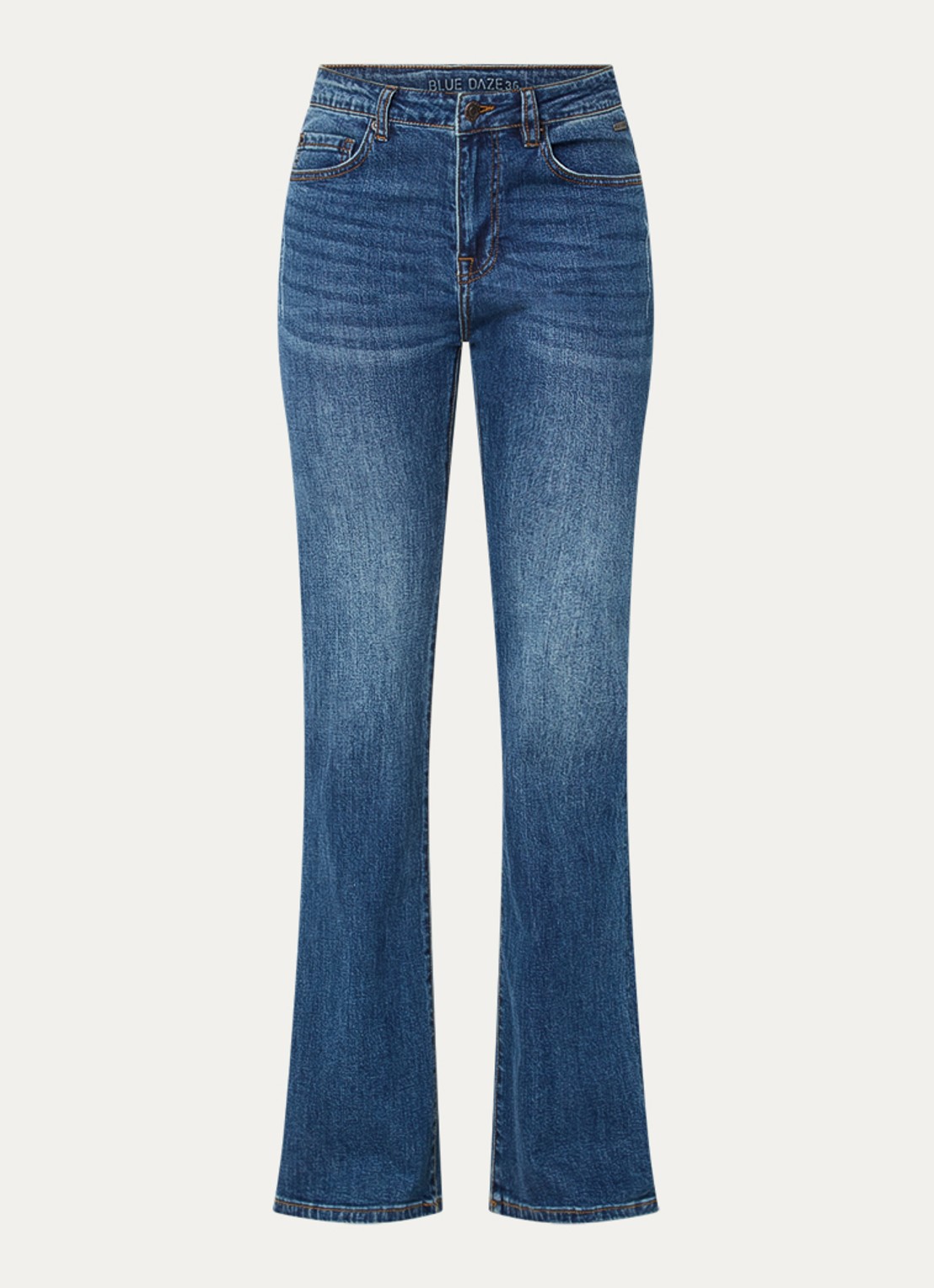 Summum Mid waist flared jeans met donkere wassing  - voorkant 2 indigo