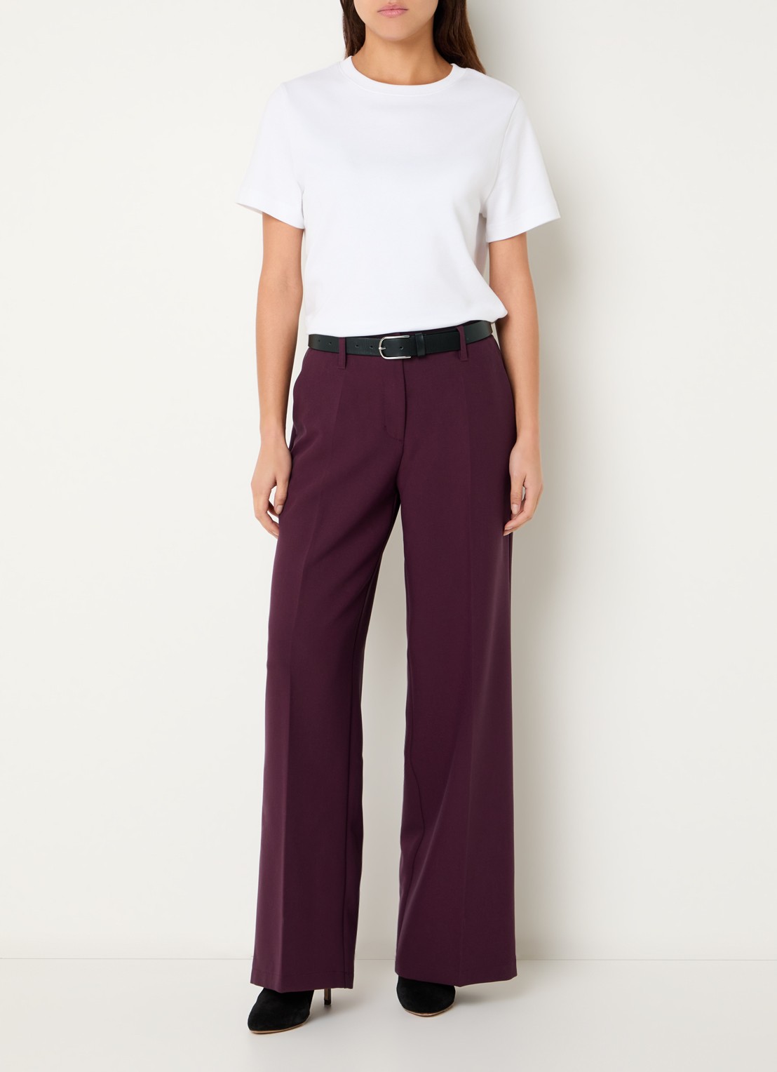 Summum Mid waist straight leg pantalon met steekzakken - voorkant 4 bruin