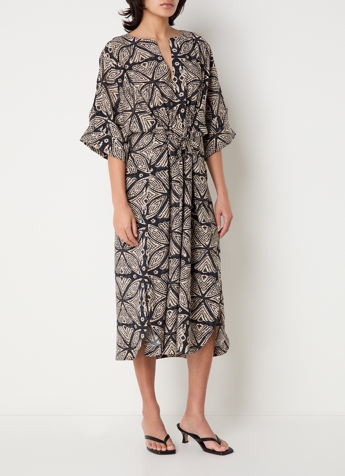 Summum Midi tuniekjurk met print en V-hals  - detail 3 zwart