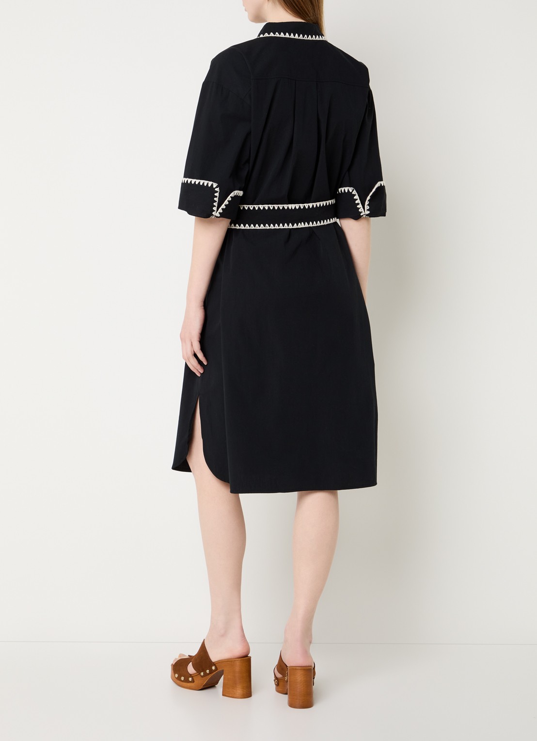 Summum Mini blousejurk met strikceintuur - achterkant zwart