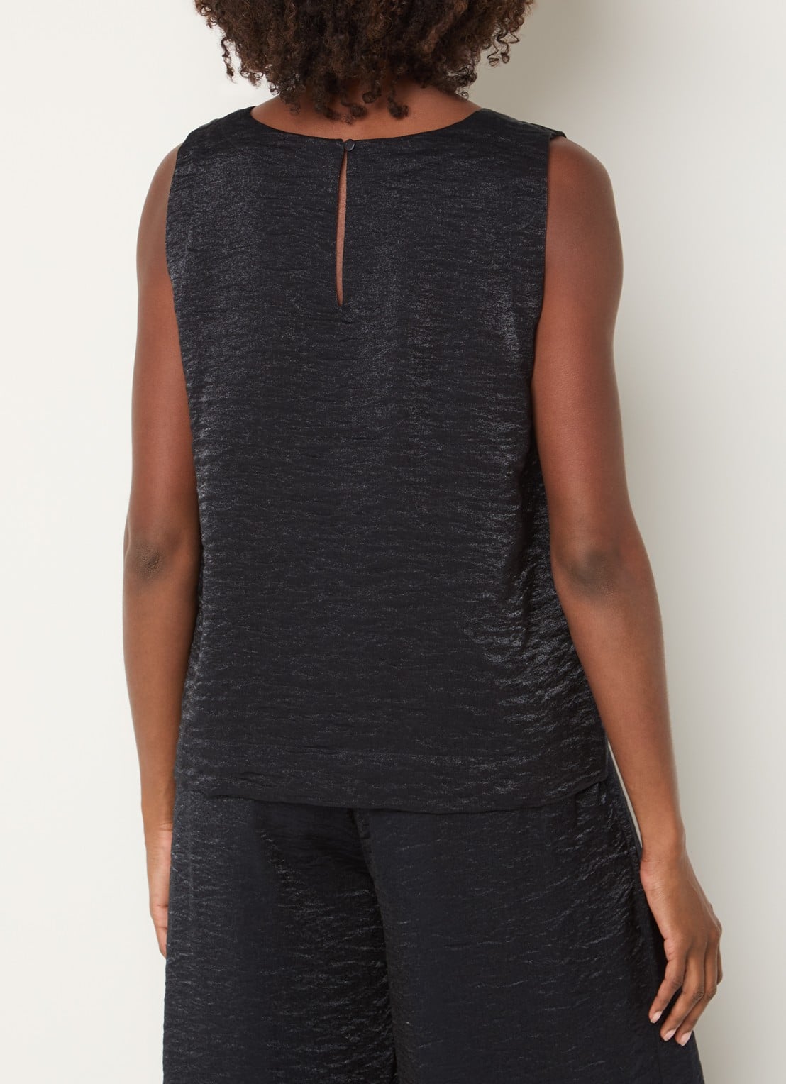 Summum Mouwloze top met lurex en structuur - achterkant 2 donkerblauw