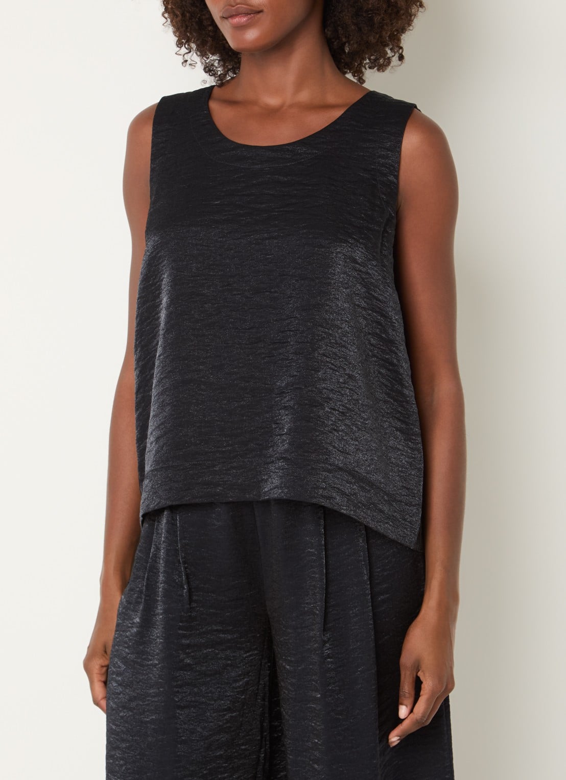 Summum Mouwloze top met lurex en structuur - detail donkerblauw