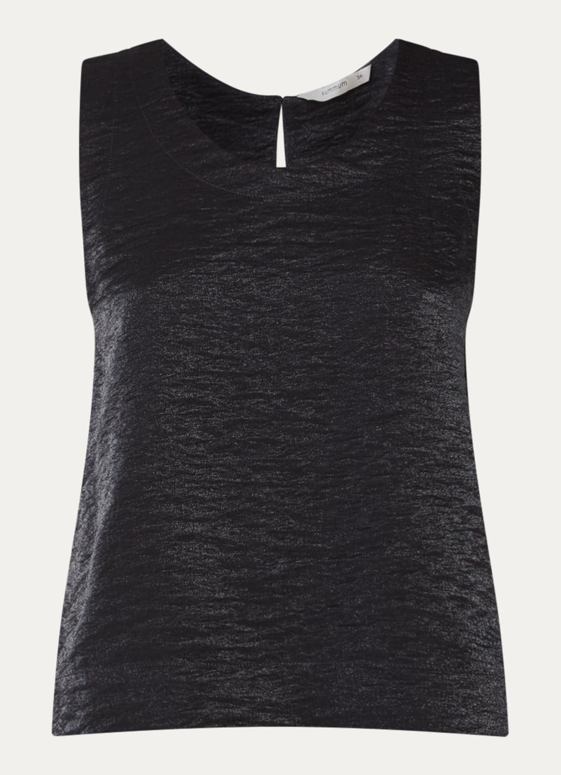 Summum Mouwloze top met lurex en structuur - voorkant 3 donkerblauw