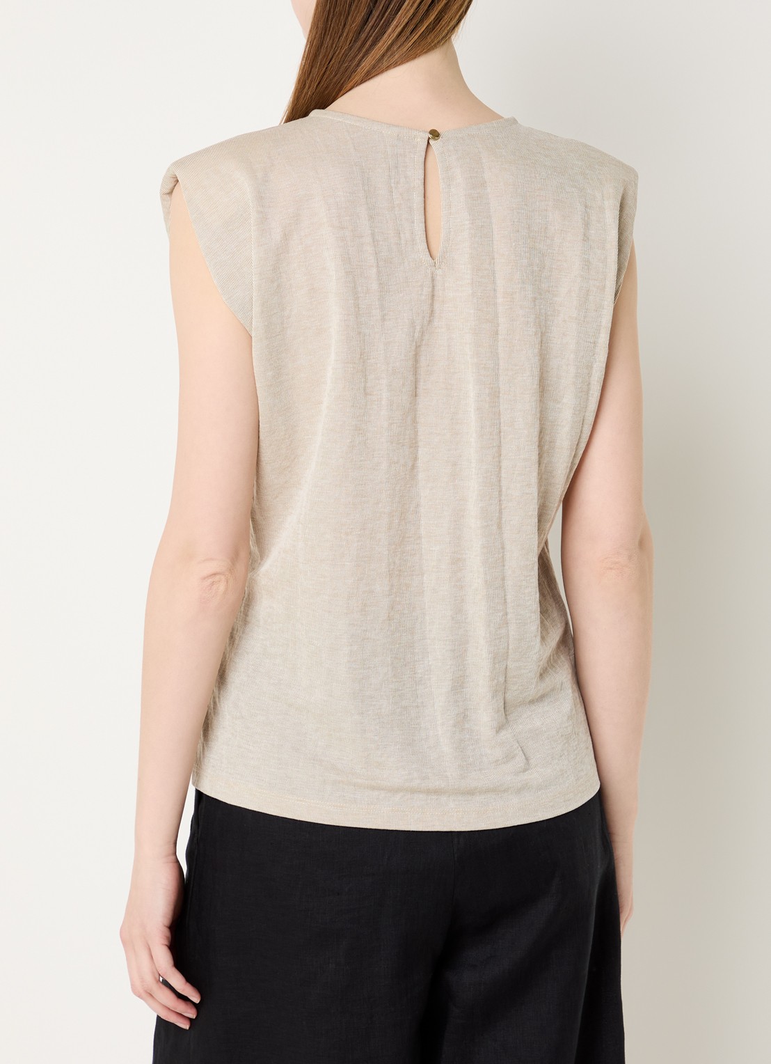 Summum Mouwloze top met schoudervulling - achterkant 4 beige