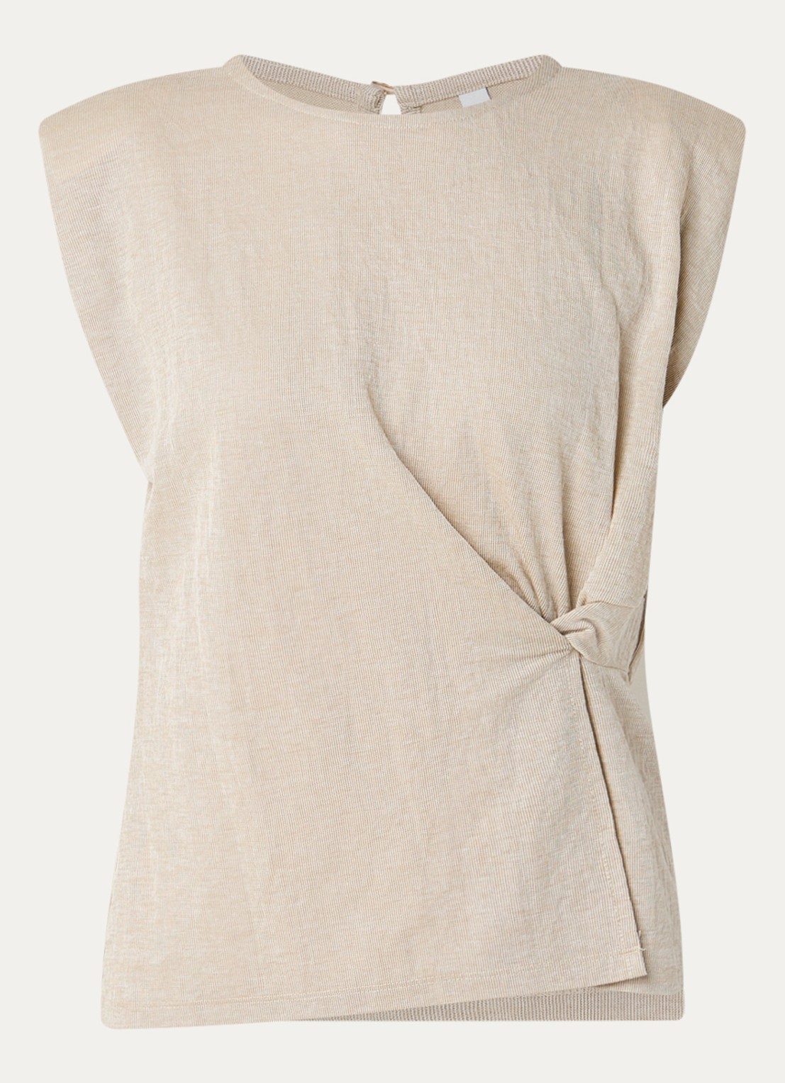 Summum Mouwloze top met schoudervulling - voorkant beige