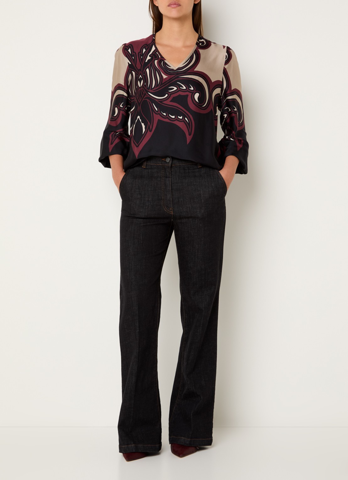 Summum Ornament tuniek met print - voorkant 3 bordeauxrood