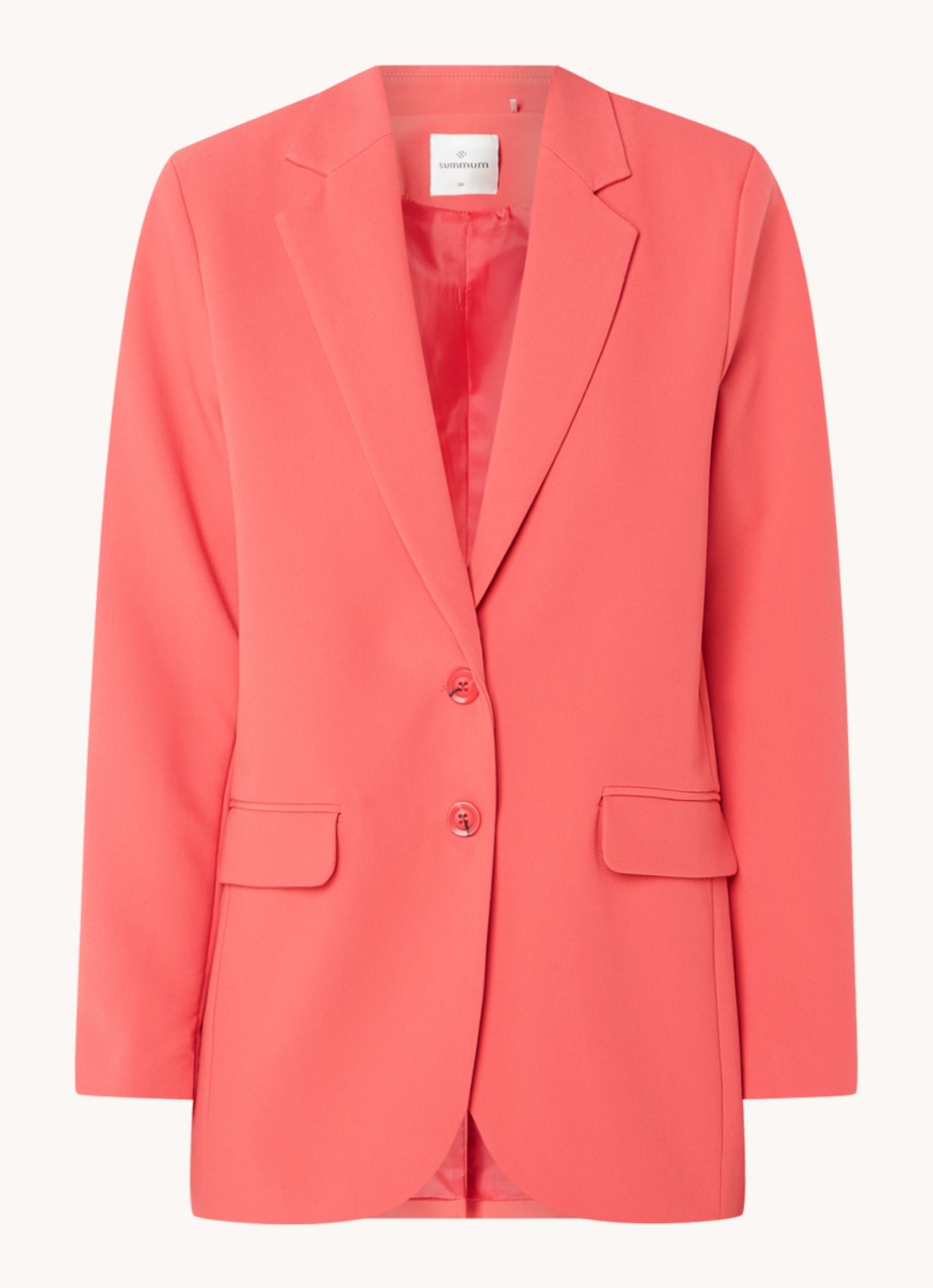 Summum Oversized blazer met klepzakken - voorkant 3 koraal