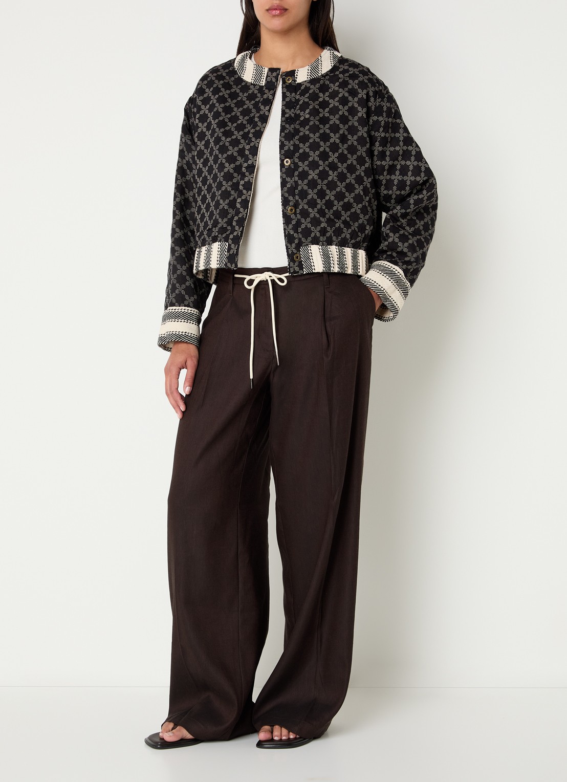 Summum Reversible jack met streepprint - voorkant 3 zwart