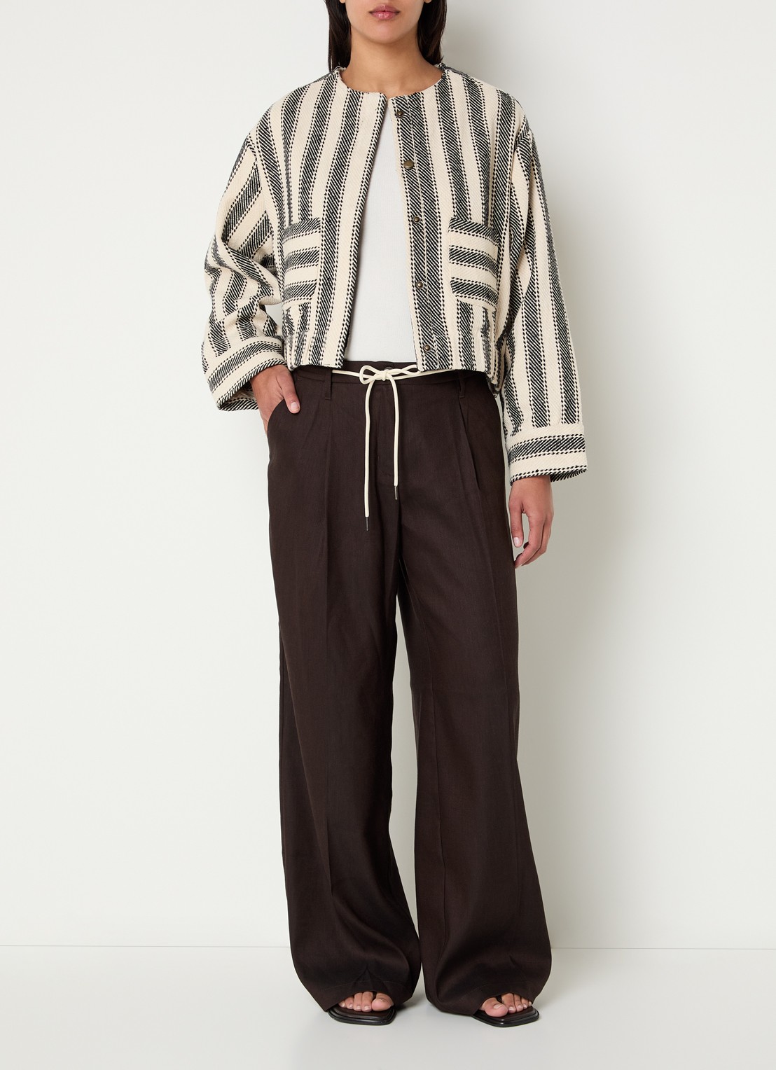 Summum Reversible jack met streepprint - voorkant 4 zwart
