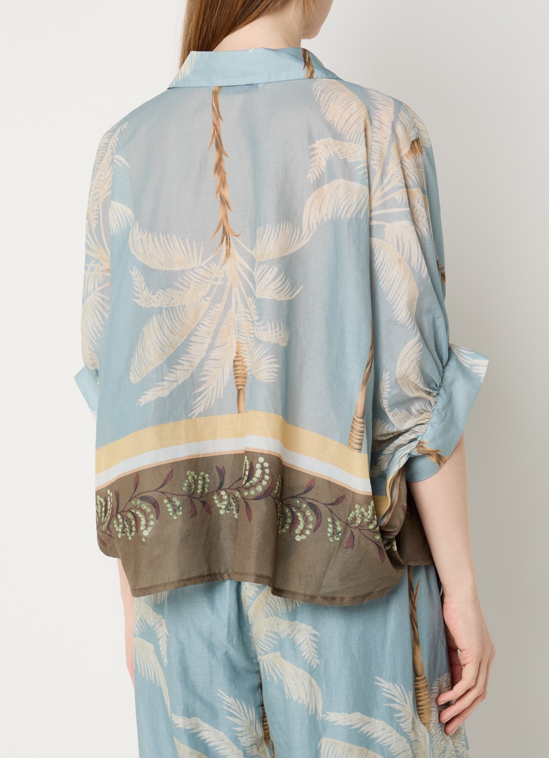 Summum Semi-transparante blouse met print - achterkant blauw